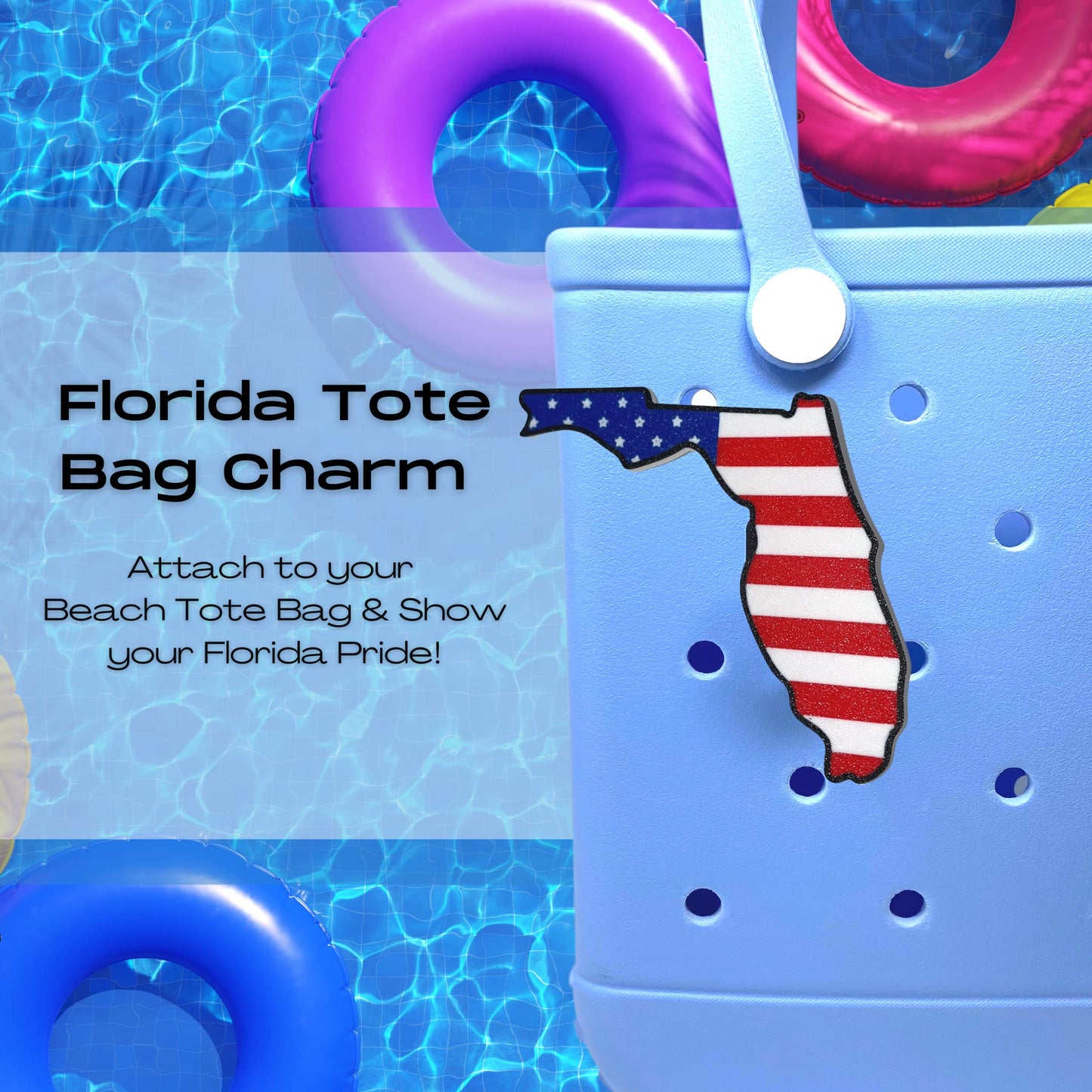 Boglets - USA Flag Charms - Decorative Charms for Displaying Patriotism - Compatible with Bogg Bags, Simply Southern and other Tote Bags