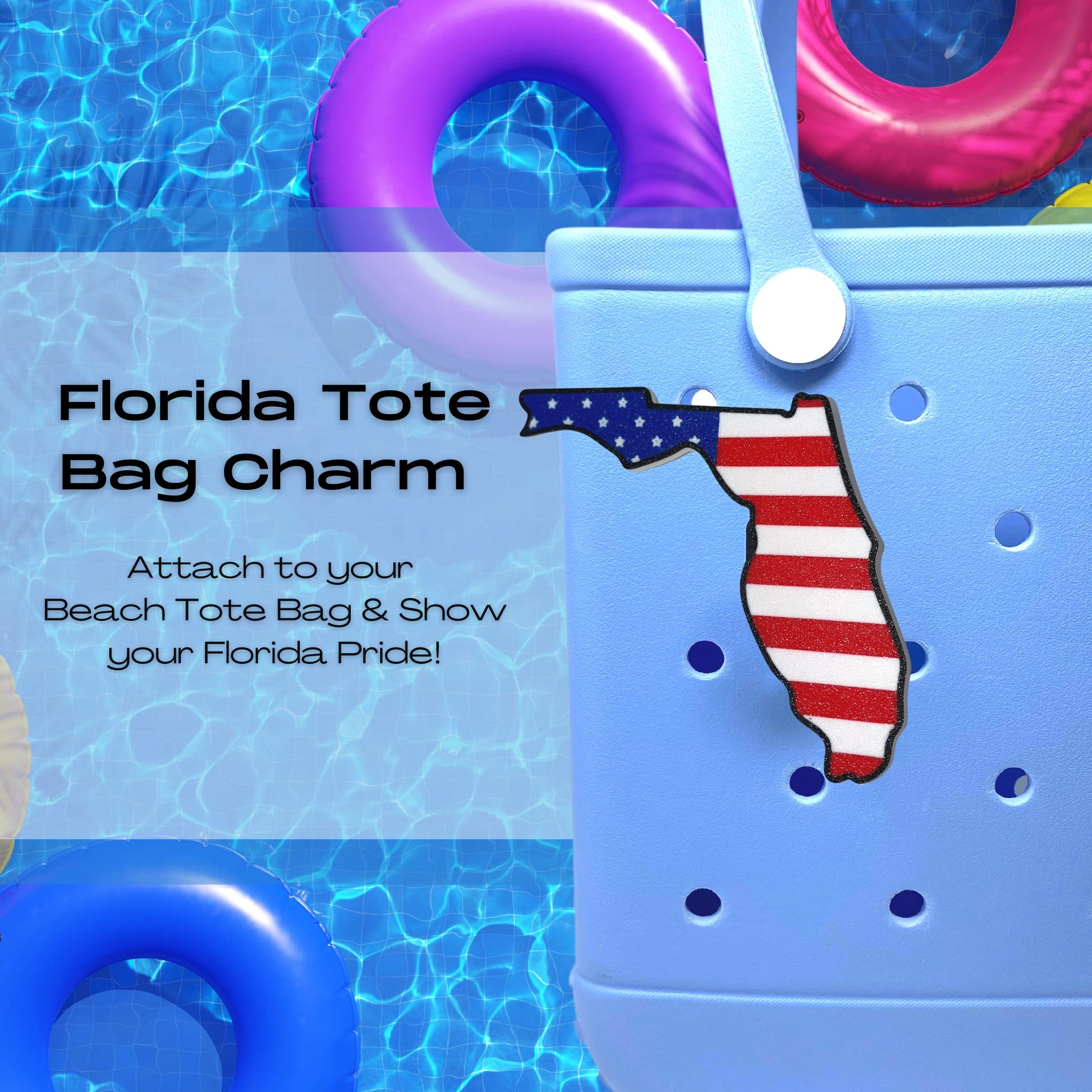 Boglets - USA Flag Charms - Decorative Charms for Displaying Patriotism - Compatible with Bogg Bags, Simply Southern and other Tote Bags