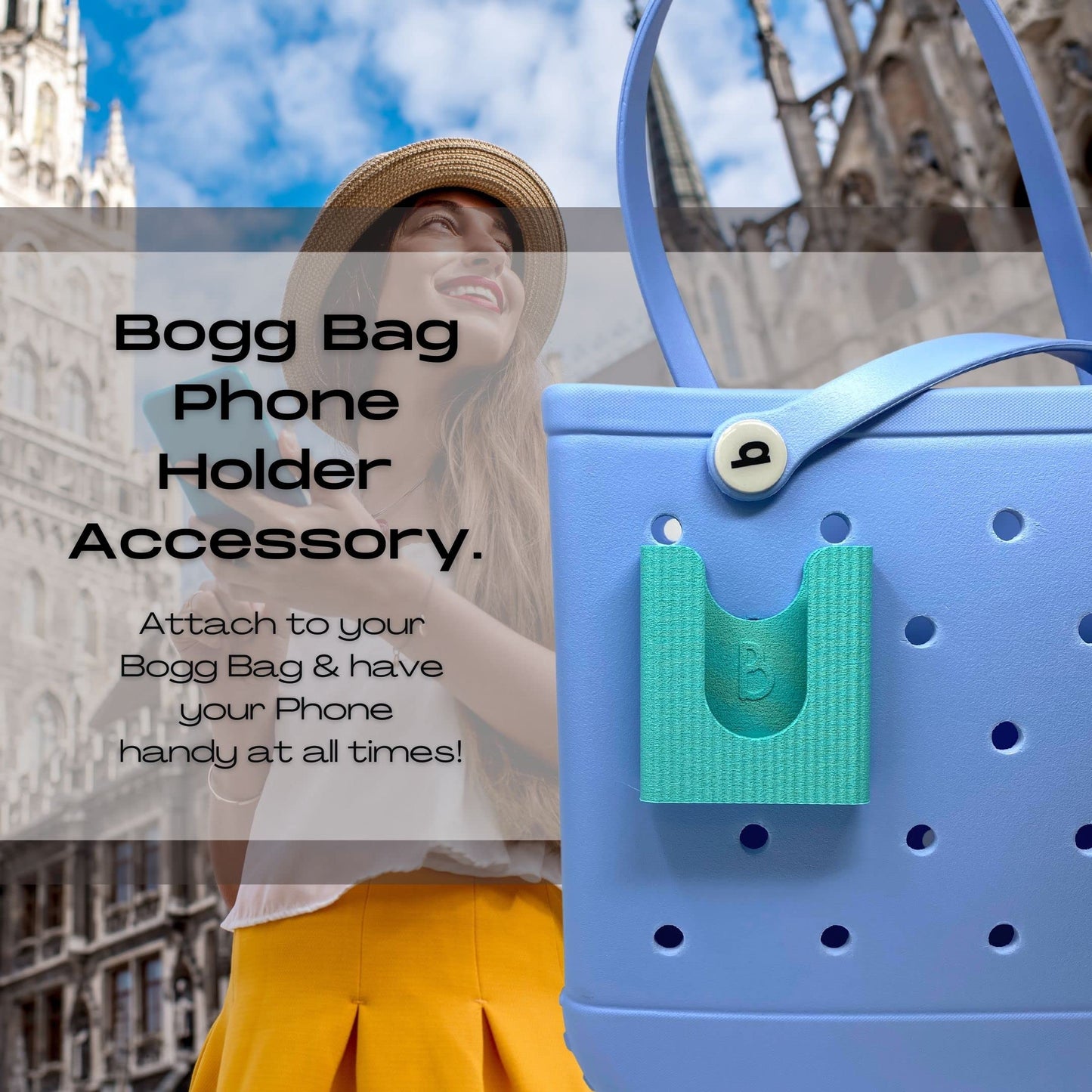 BOGLETS PREMIUM - Phone Holder New 2023 Edition Accessory Charm - Decorative Organizer Accessories Compatible with Bogg Bags, Simply Southern and other Tote Bags. Teal