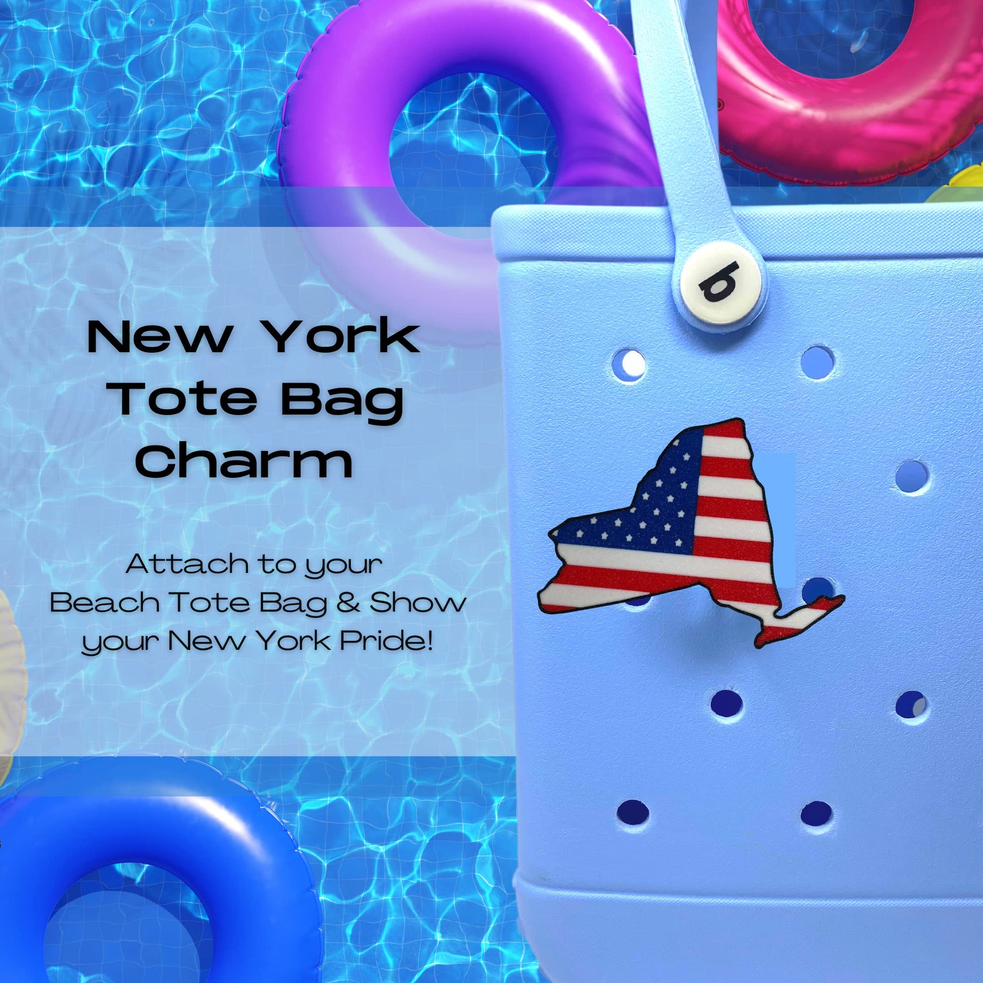 Boglets - USA Flag Charms - Decorative Charms for Displaying Patriotism - Compatible with Bogg Bags, Simply Southern and other Tote Bags
