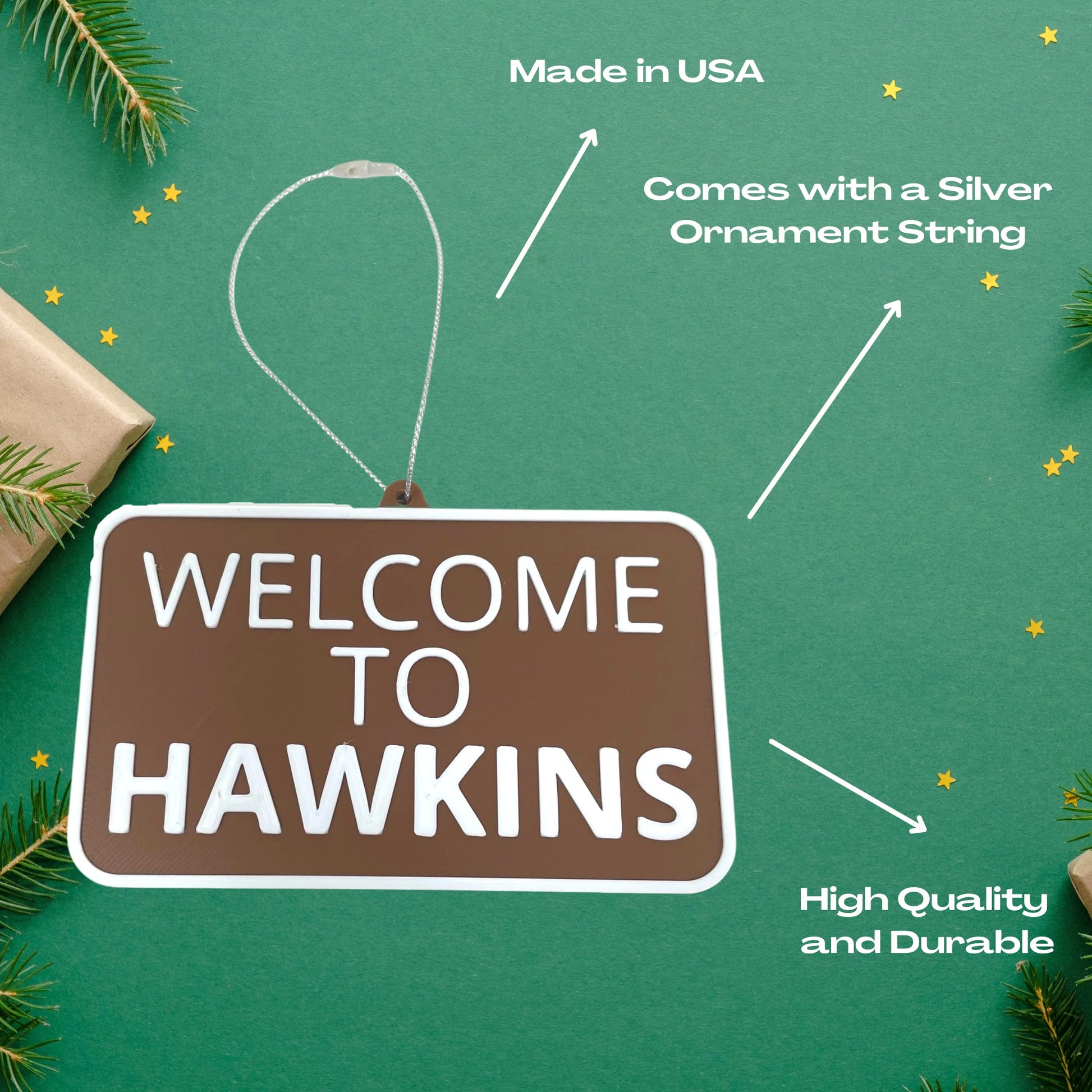 Welcome to Hawkins Christmas Ornament - Perfect for Stranger Fans - Decorative Holiday Ornament - Made in The USA