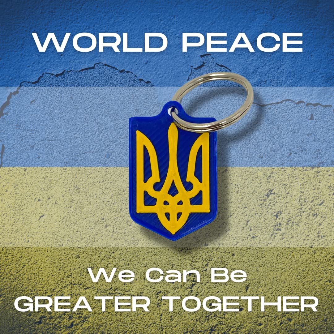 Ukraine Trident Coat of Arms Keychain 2-Pack - Show your Support for Ukraine - Hard Plastic Decorative Keychain