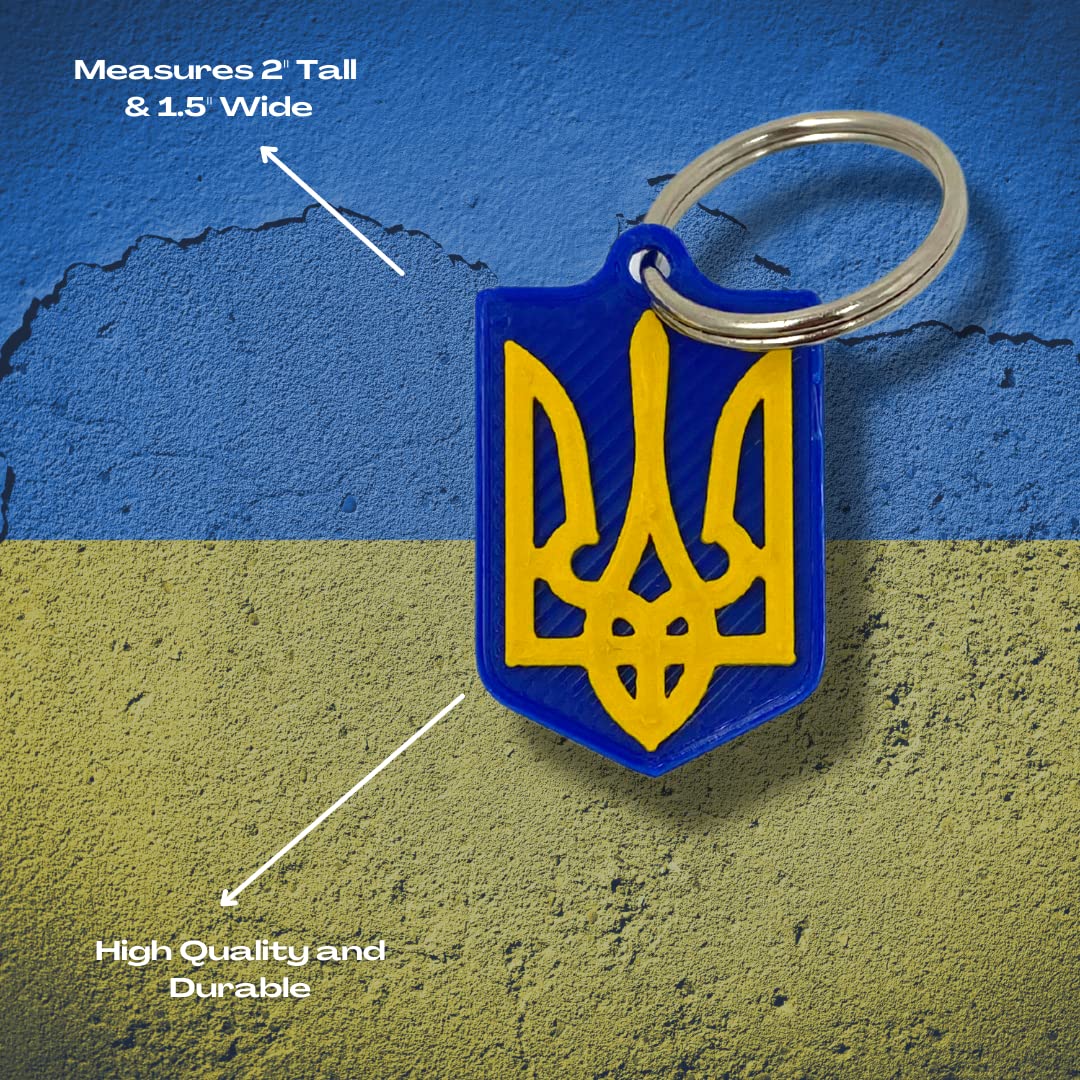 Ukraine Trident Coat of Arms Keychain 2-Pack - Show your Support for Ukraine - Hard Plastic Decorative Keychain