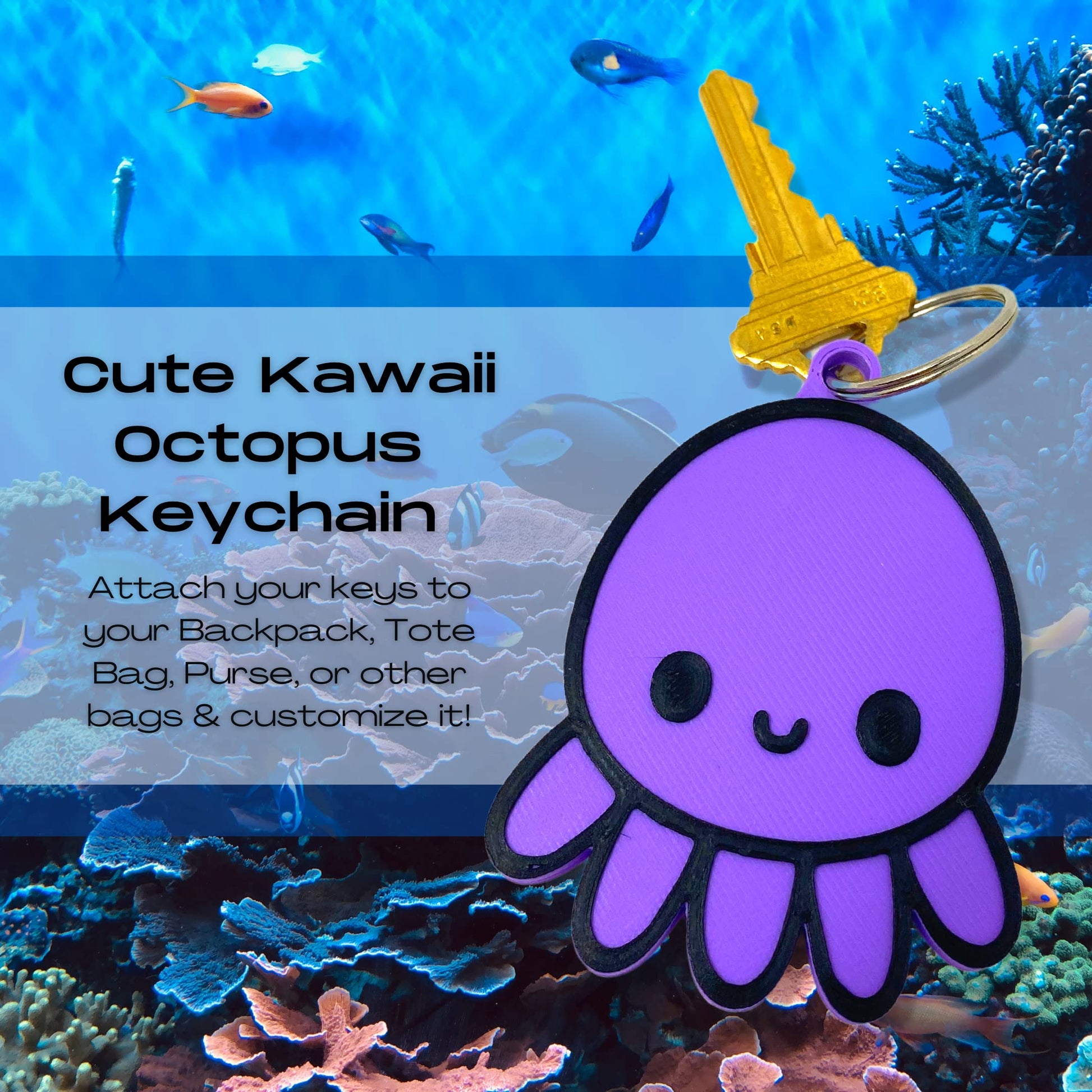 Cute Kawaii Octopus Keychain - Perfect for Hanging your keys. Decorate your Backpacks, Lunchboxes, Luggage, & Tote Bags Octopus