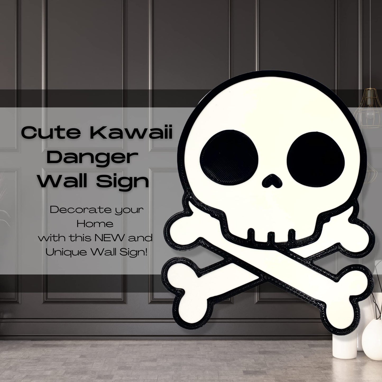Cute Kawaii Danger Wall Sign - Decorate your Home Walls - Perfect for the Game Room Walls & Kids Room. Danger