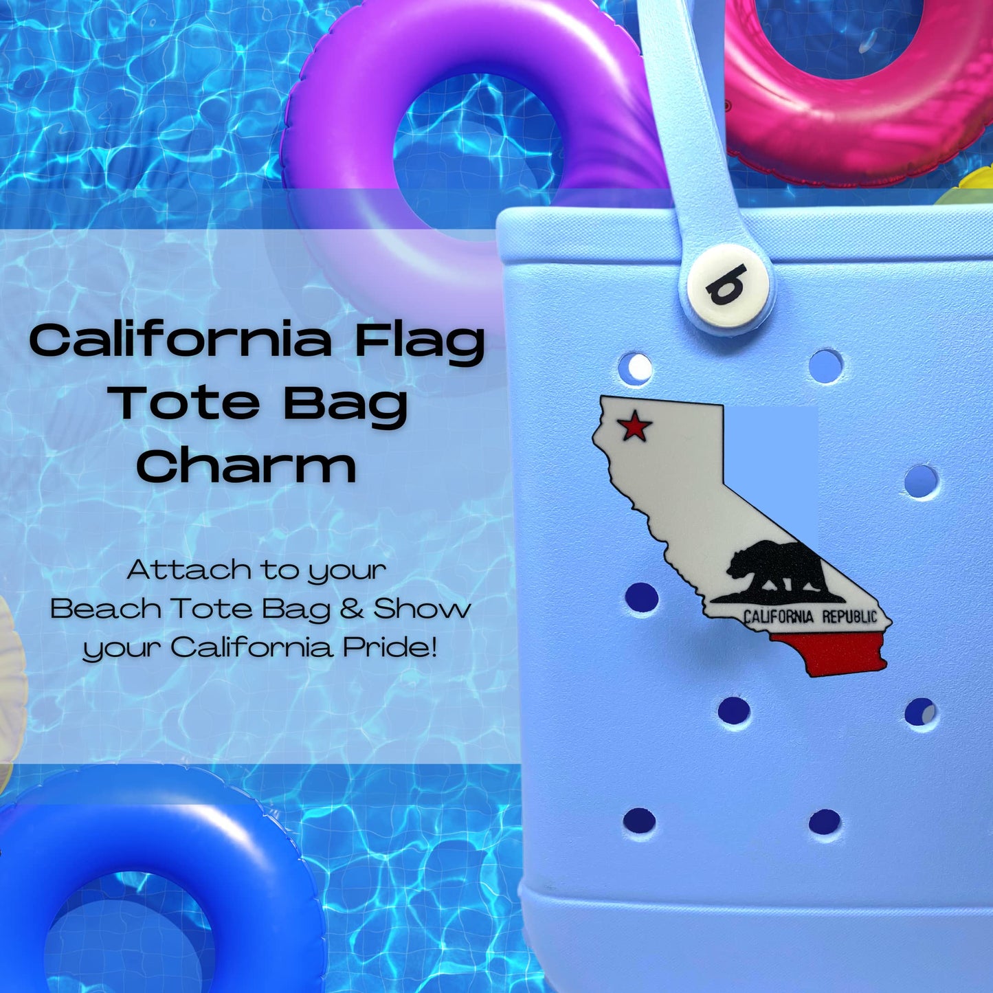 Boglets - USA Flag Charms - Decorative Charms for Displaying Patriotism - Compatible with Bogg Bags, Simply Southern and other Tote Bags