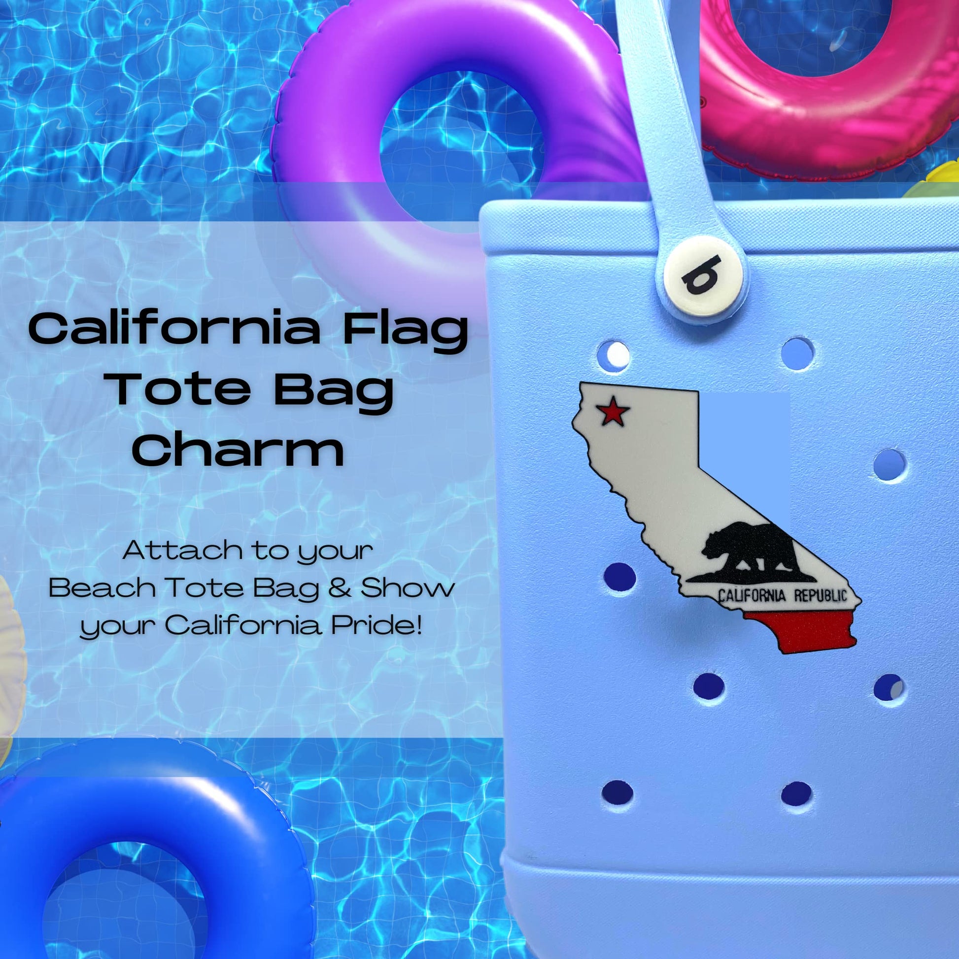 Boglets - USA Flag Charms - Decorative Charms for Displaying Patriotism - Compatible with Bogg Bags, Simply Southern and other Tote Bags