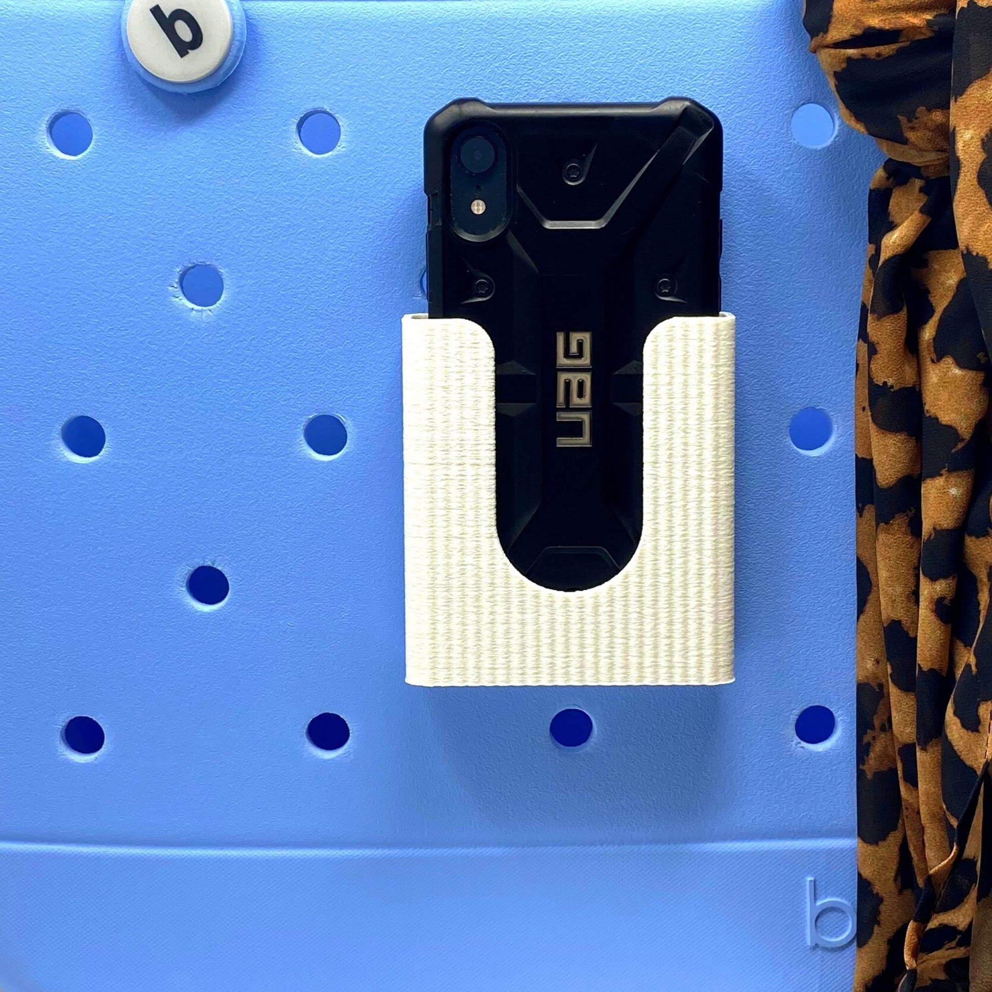 BOGLETS PREMIUM - Phone Holder New 2023 Edition Accessory Charm - Decorative Organizer Accessories Compatible with Bogg Bags, Simply Southern and other Tote Bags. White