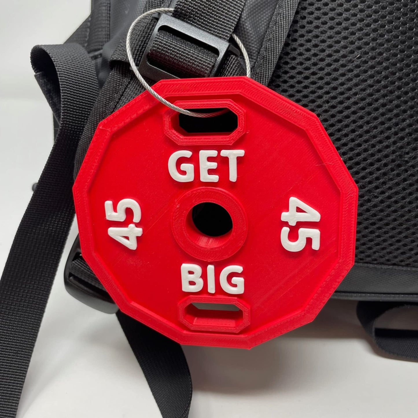 Get Big Bodybuilding Red Gym Bag or Backpack Charm - Perfect for Weightlifters - Made in The USA! Red