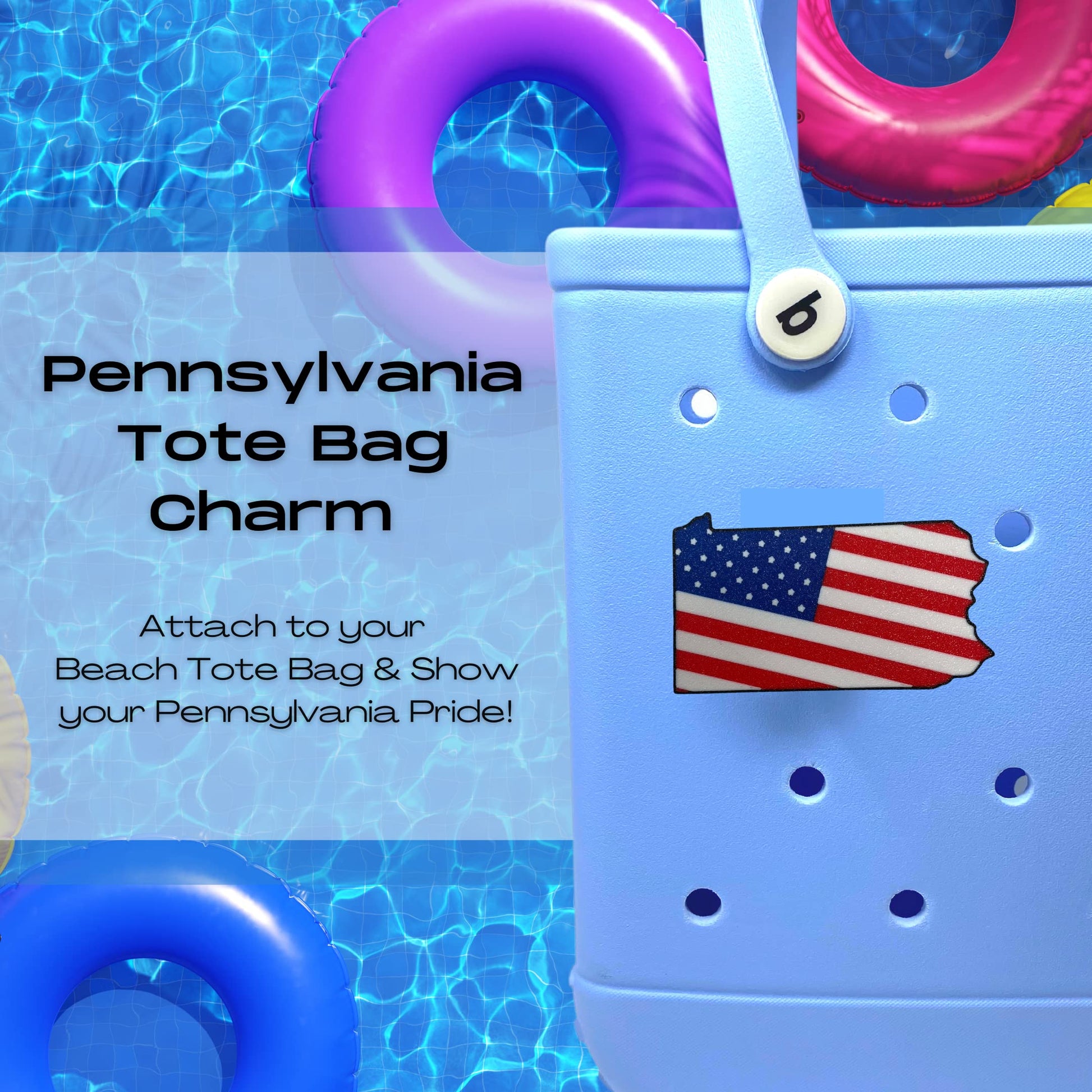 Boglets - USA Flag Charms - Decorative Charms for Displaying Patriotism - Compatible with Bogg Bags, Simply Southern and other Tote Bags