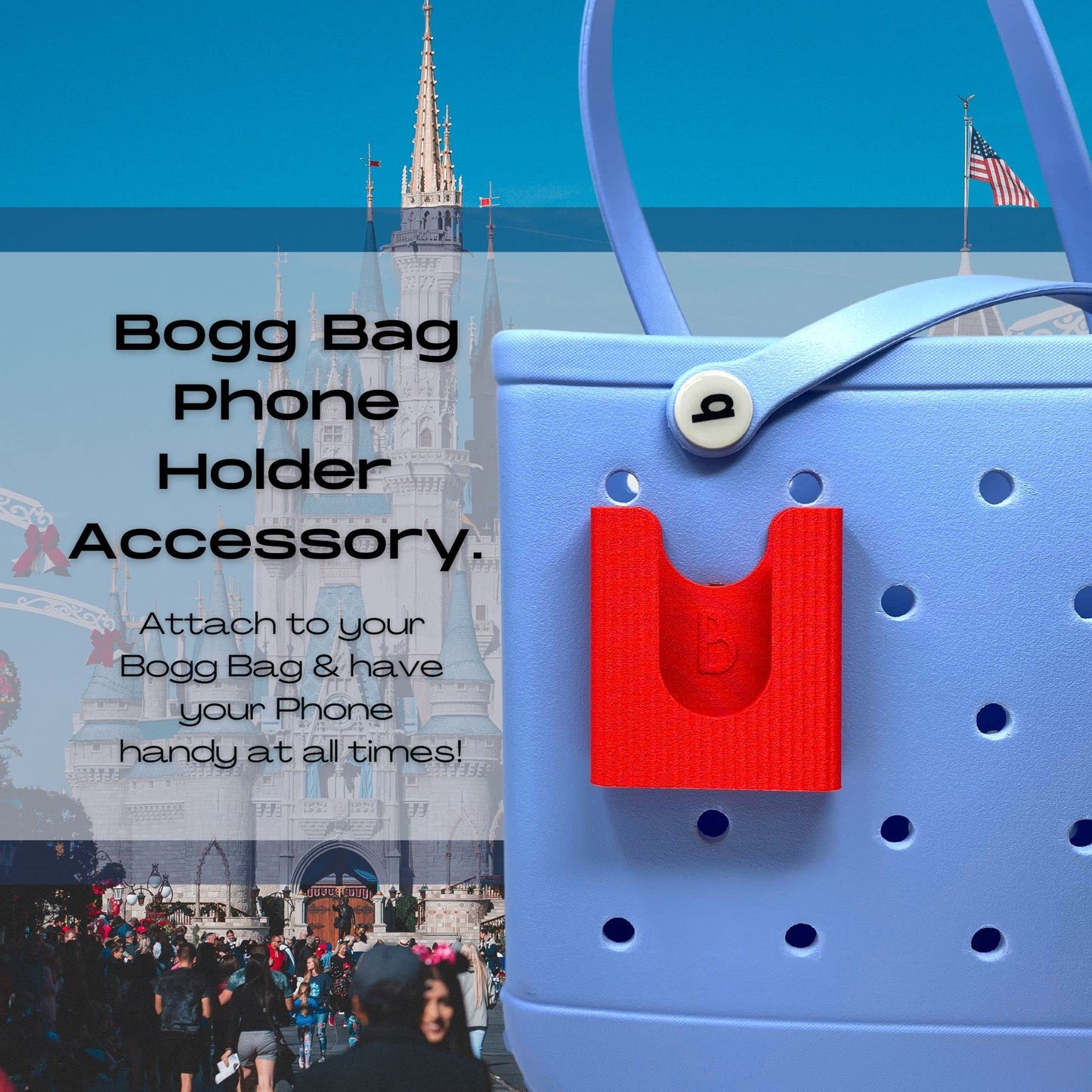BOGLETS PREMIUM - Phone Holder New 2023 Edition Accessory Charm - Decorative Organizer Accessories Compatible with Bogg Bags, Simply Southern and other Tote Bags. Red