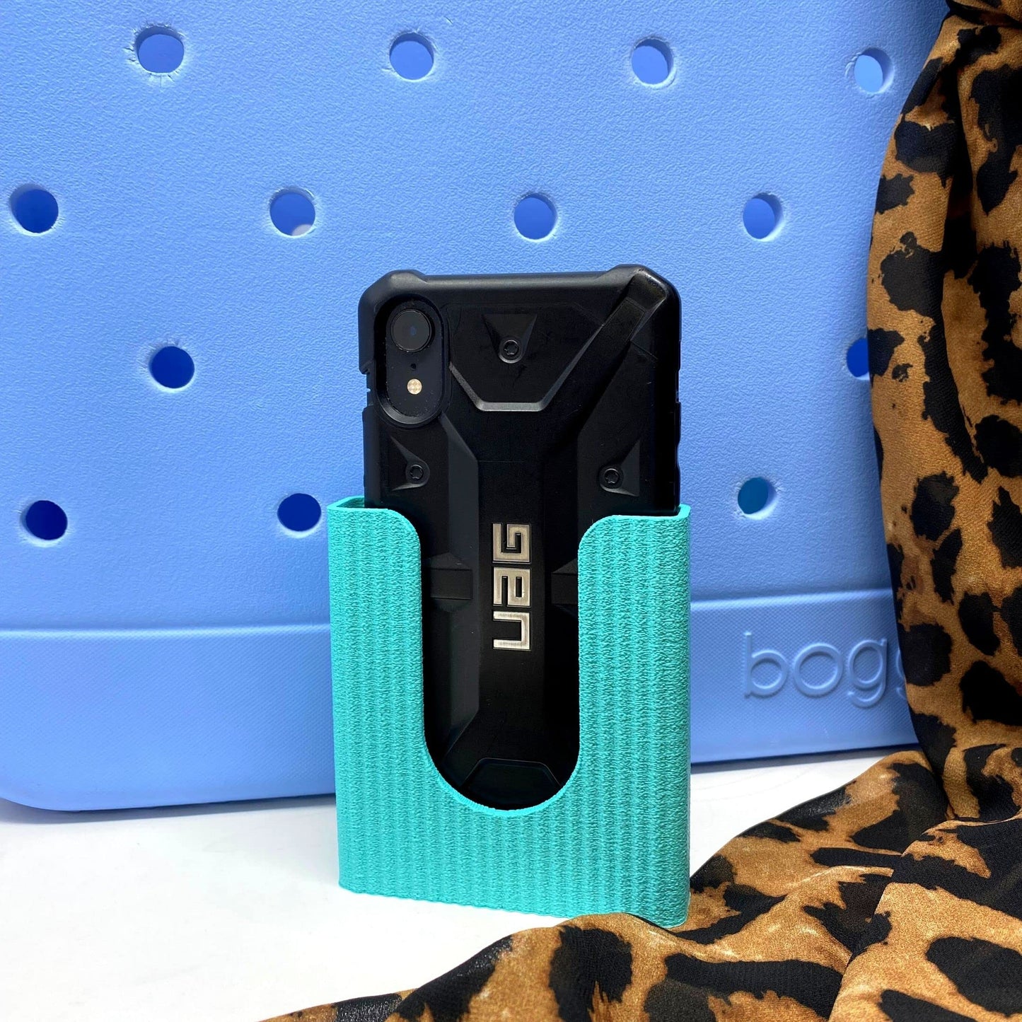 BOGLETS PREMIUM - Phone Holder New 2023 Edition Accessory Charm - Decorative Organizer Accessories Compatible with Bogg Bags, Simply Southern and other Tote Bags. Teal