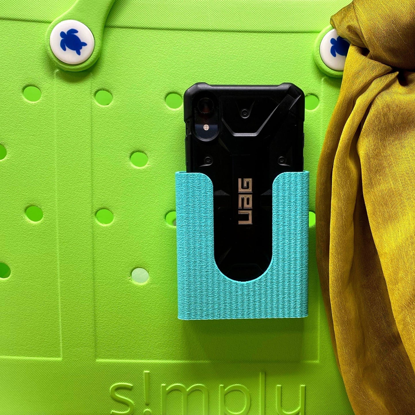 BOGLETS PREMIUM - Phone Holder New 2023 Edition Accessory Charm - Decorative Organizer Accessories Compatible with Bogg Bags, Simply Southern and other Tote Bags. Teal