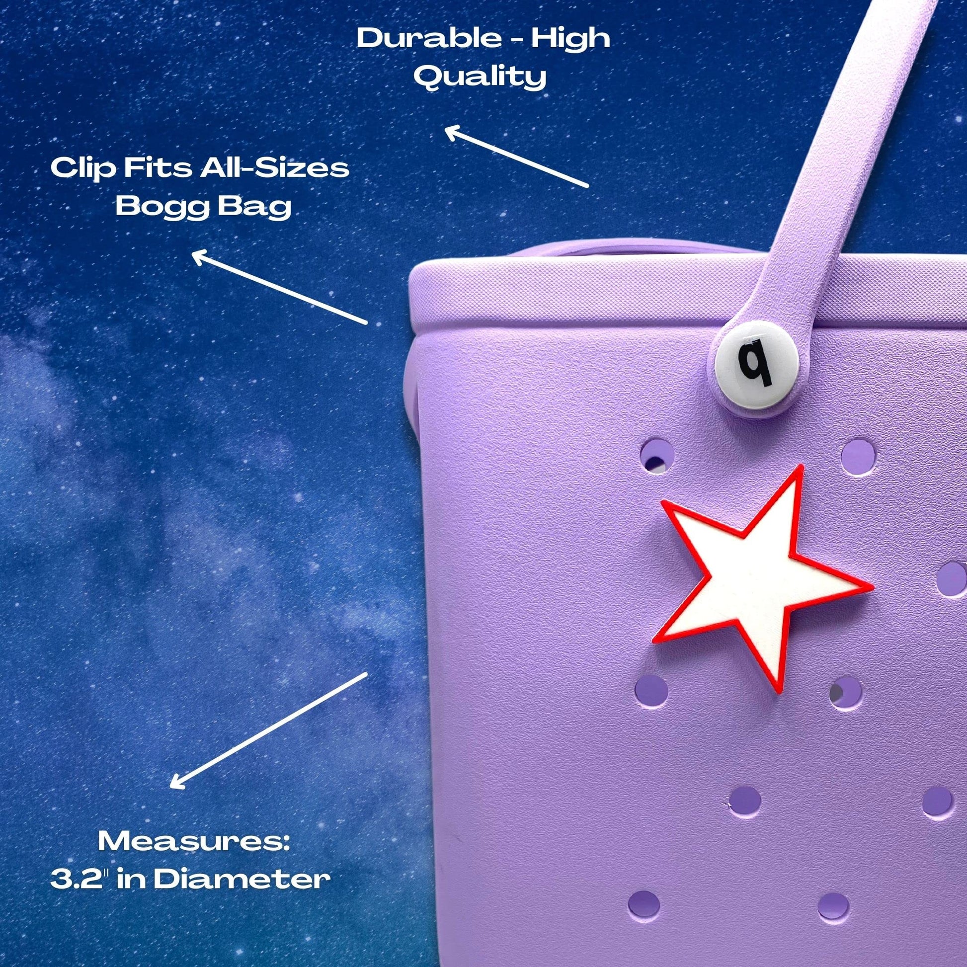 BOGLETS - Star Charm for Rubber Beach Bags and Similar Tote Bags