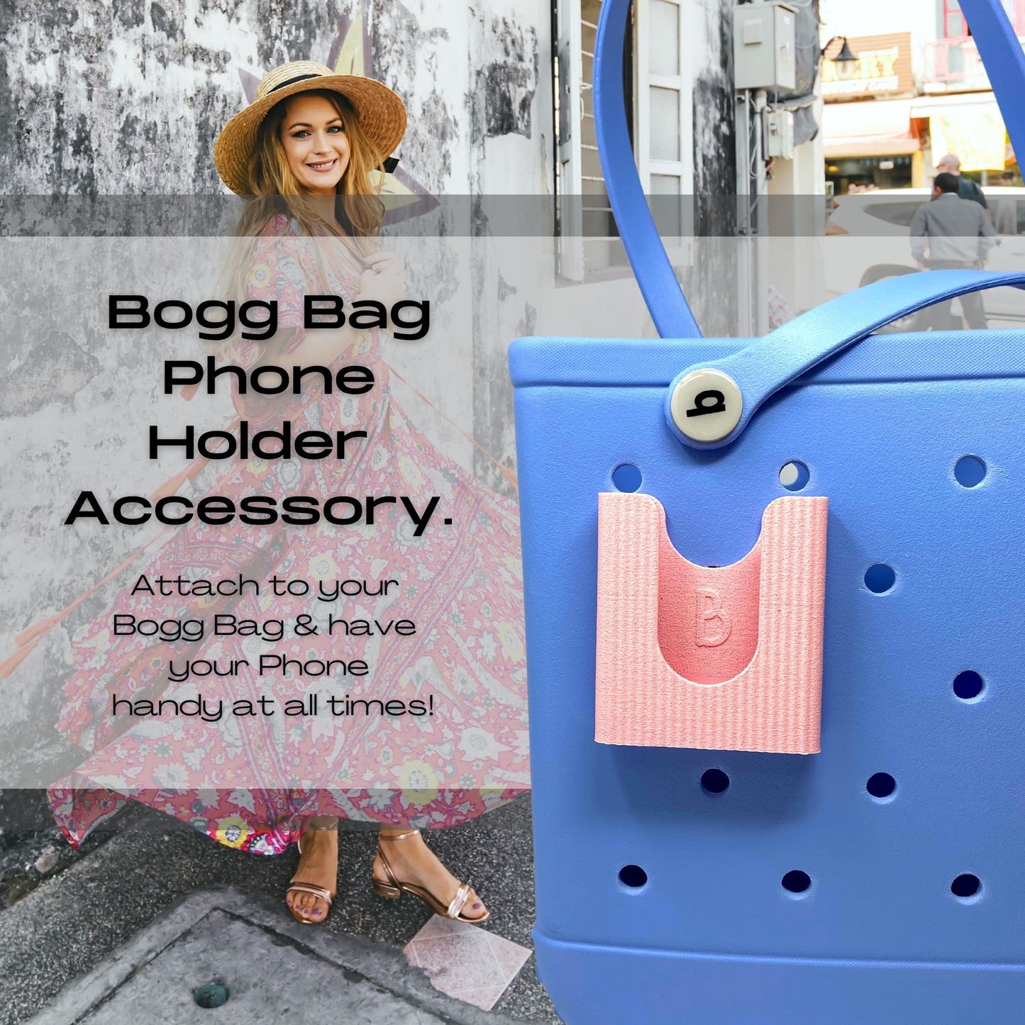 BOGLETS PREMIUM - Phone Holder New 2023 Edition Accessory Charm - Decorative Organizer Accessories Compatible with Bogg Bags, Simply Southern and other Tote Bags. Pink
