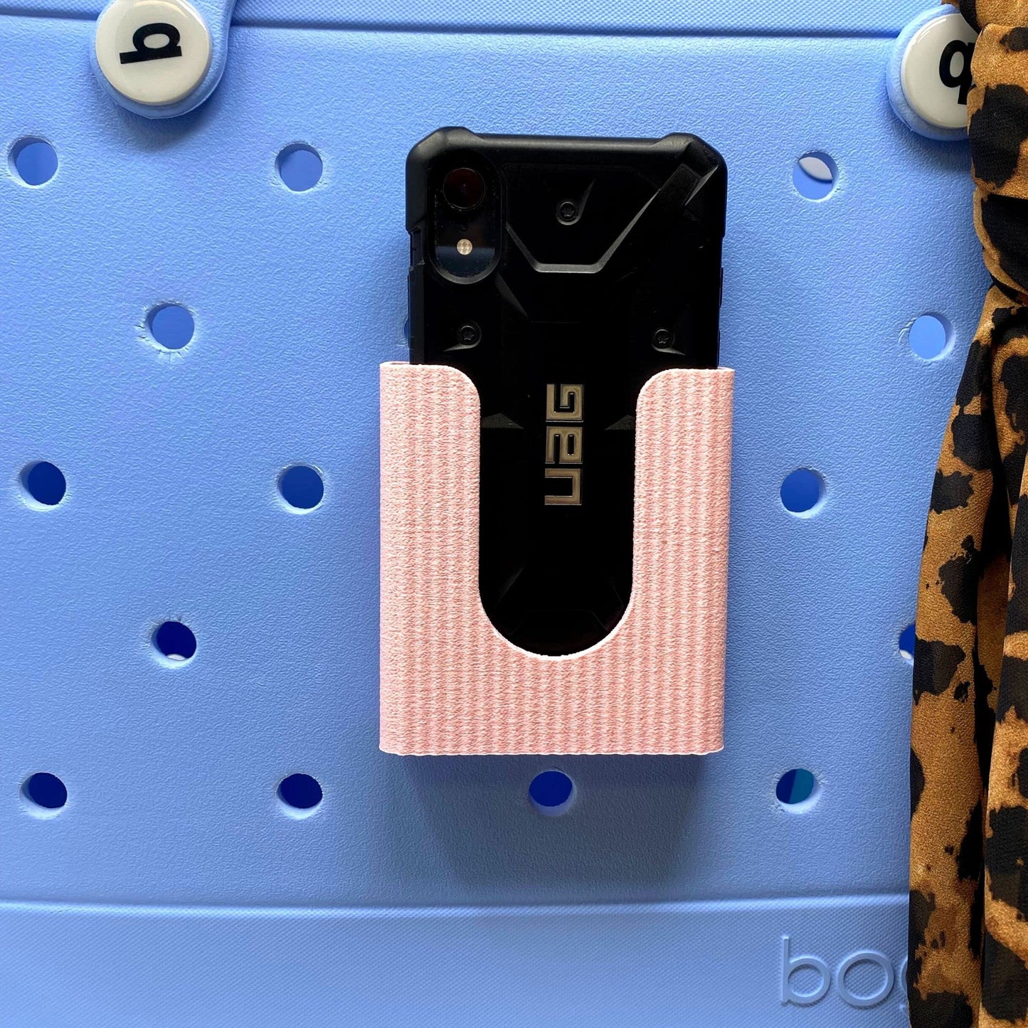BOGLETS PREMIUM - Phone Holder New 2023 Edition Accessory Charm - Decorative Organizer Accessories Compatible with Bogg Bags, Simply Southern and other Tote Bags. Pink