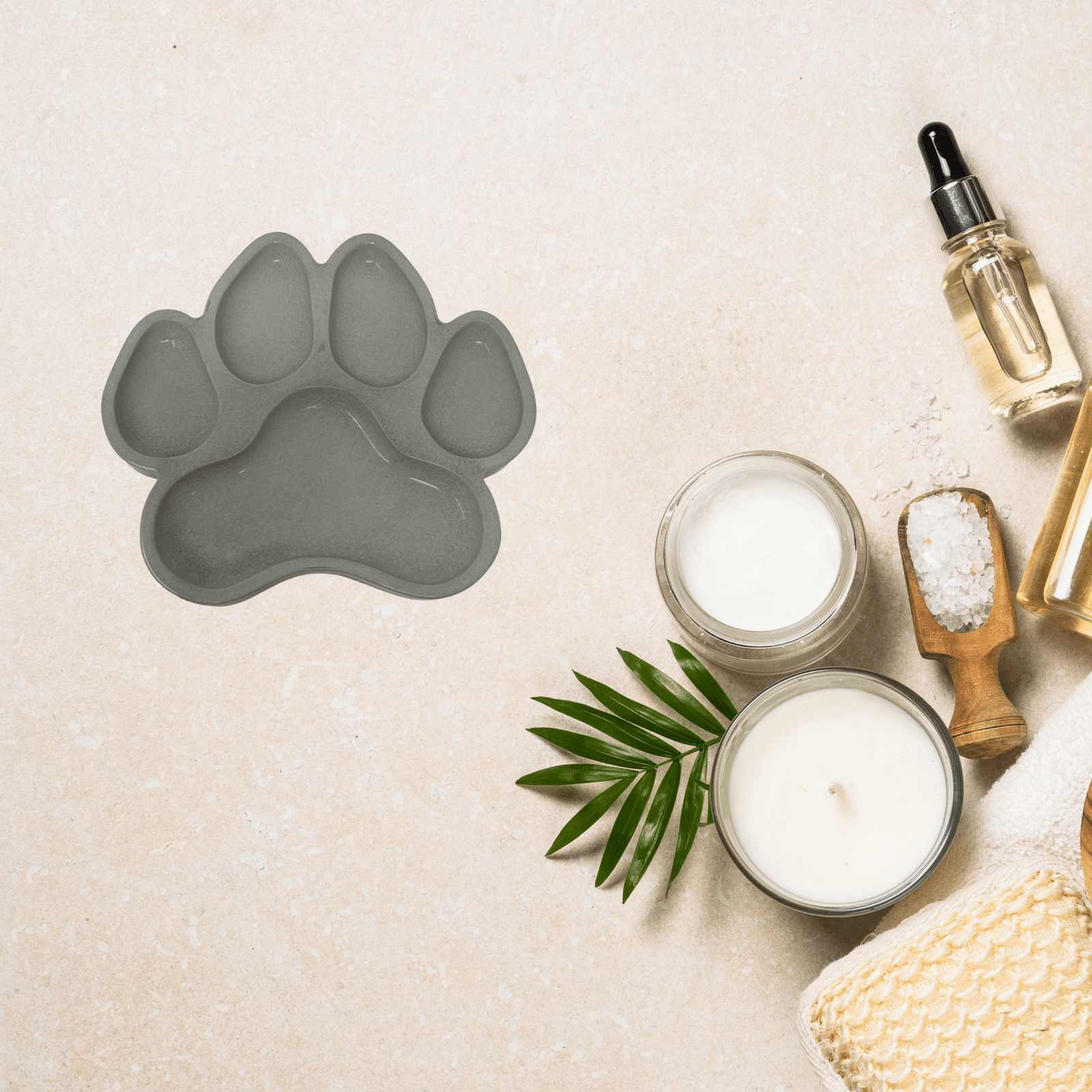 Dog Paw Concrete Tray Organizer Decor - 6" x 7" - Stylishly Organize Dressers, Coffee Tables, End Tables, Bathrooms & More