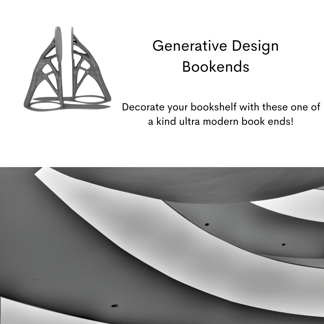 Generative Design Bookends - 6" Tall x 4" Wide Ultra Futuristic Bookends