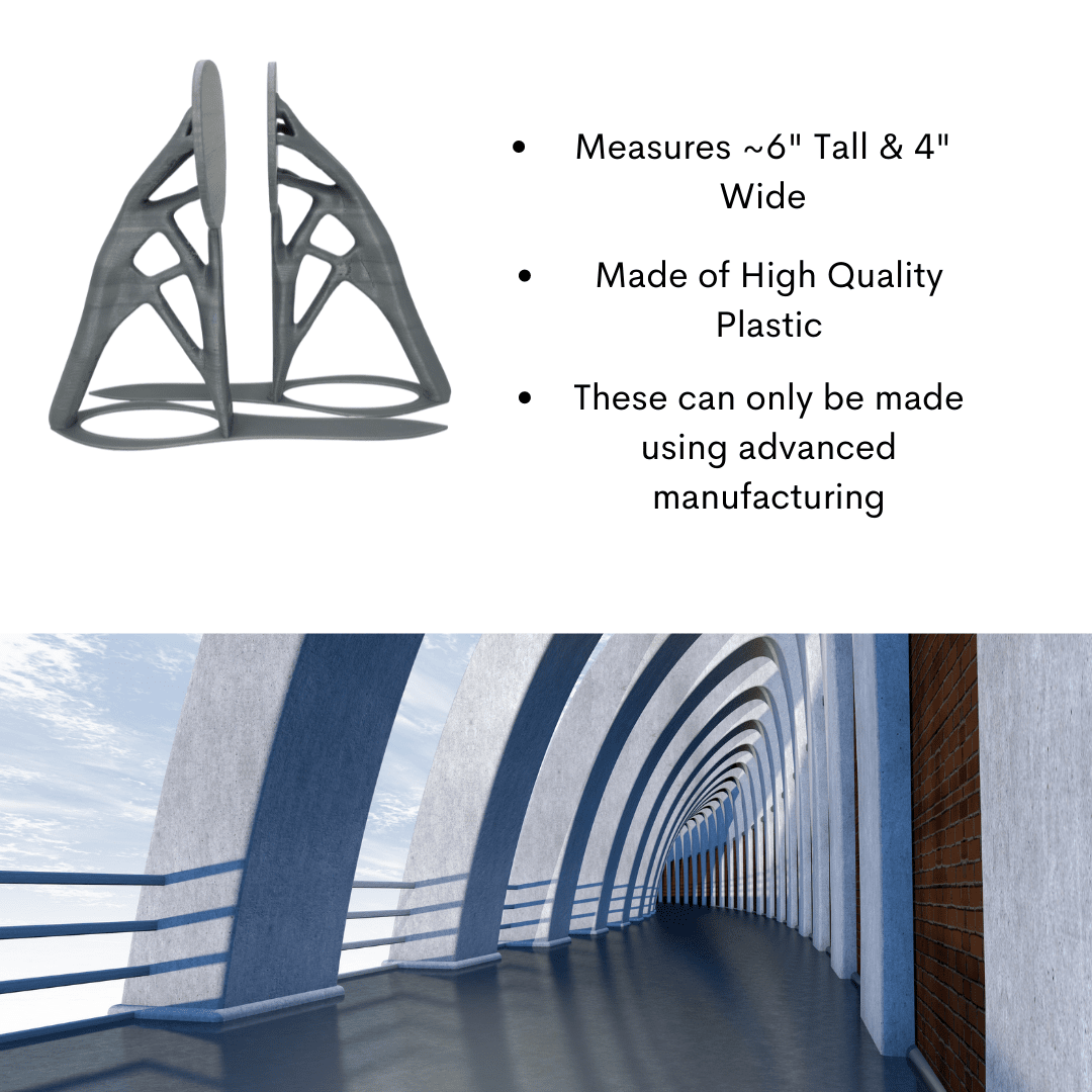 Generative Design Bookends - 6" Tall x 4" Wide Ultra Futuristic Bookends