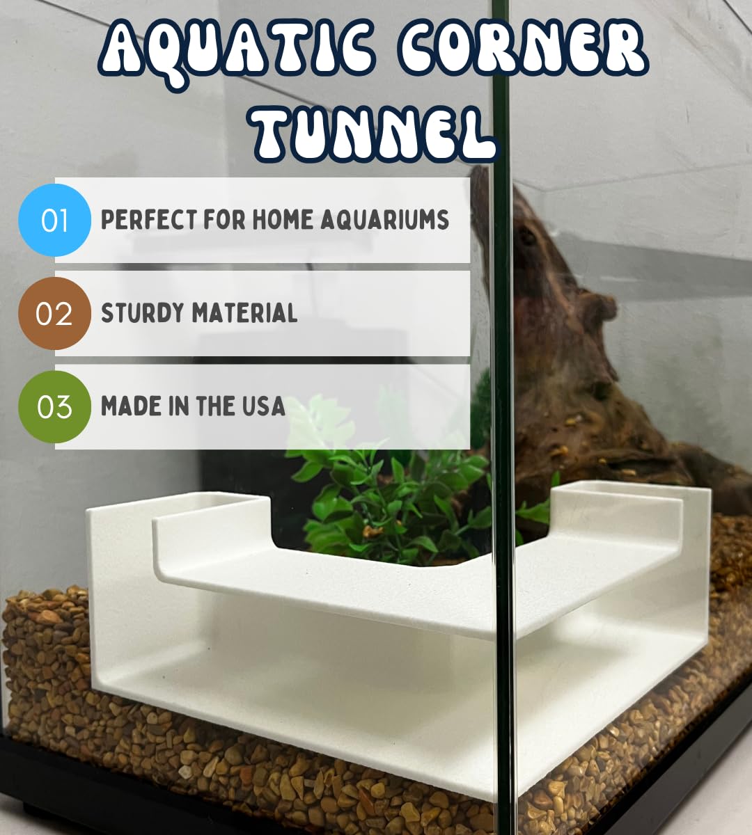 Chatelet Aquarium Underground XL Corner Tunnel | Fish & Shrimp Hideout for Aquariums | Unique Underground Viewing Tunnel | Made in USA