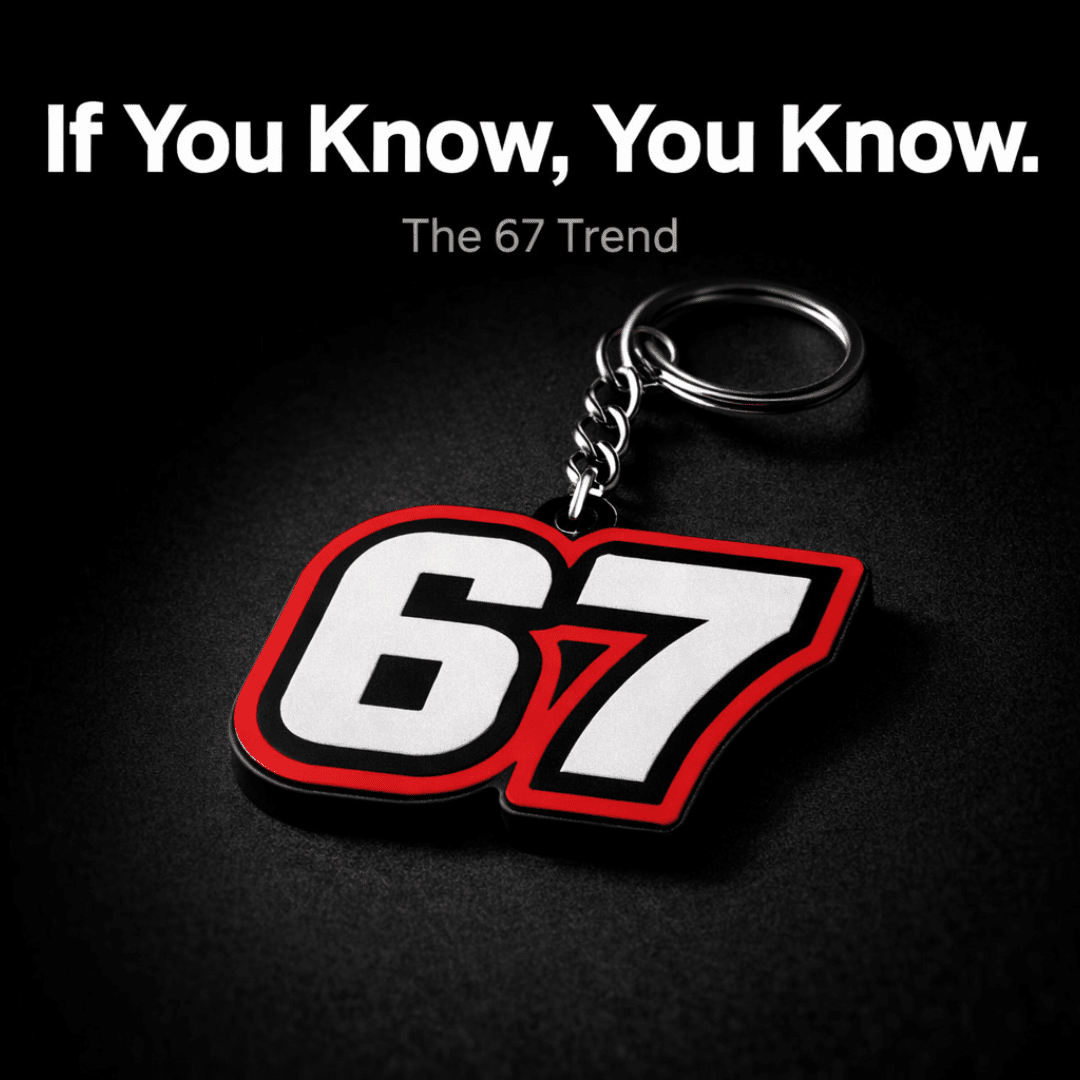 67 Number Keychain | Viral Trend Keychain & Bag Tag | Minimalist Number Charm for Keys, Backpacks & Bags