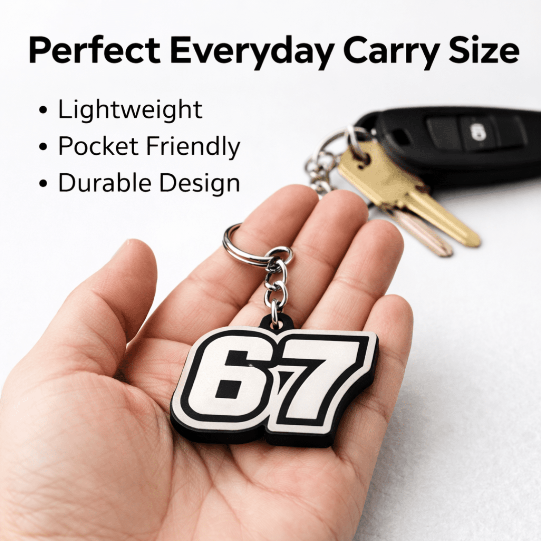 67 Number Keychain | Viral Trend Keychain & Bag Tag | Minimalist Number Charm for Keys, Backpacks & Bags
