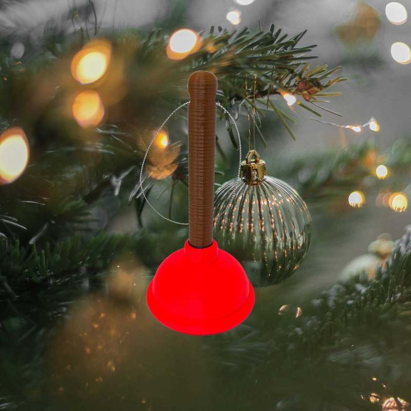 Toilet Plunger Christmas Ornament - Funny Christmas Decorative Holiday Ornament - Made in The USA