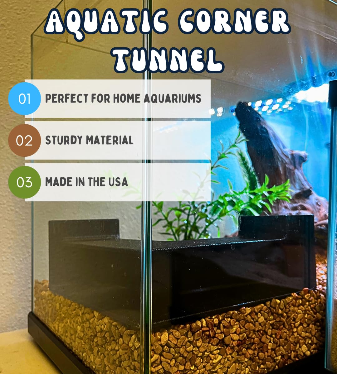 Chatelet Aquarium Underground XL Corner Tunnel | Fish & Shrimp Hideout for Aquariums | Unique Underground Viewing Tunnel | Made in USA