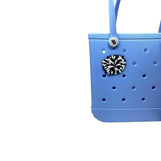 BOGLETS - Cheerleading Charm Compatible with Bogg Bags - Decorative Charm for Bogg Bags & Other Tote Bags Black Pom Pom