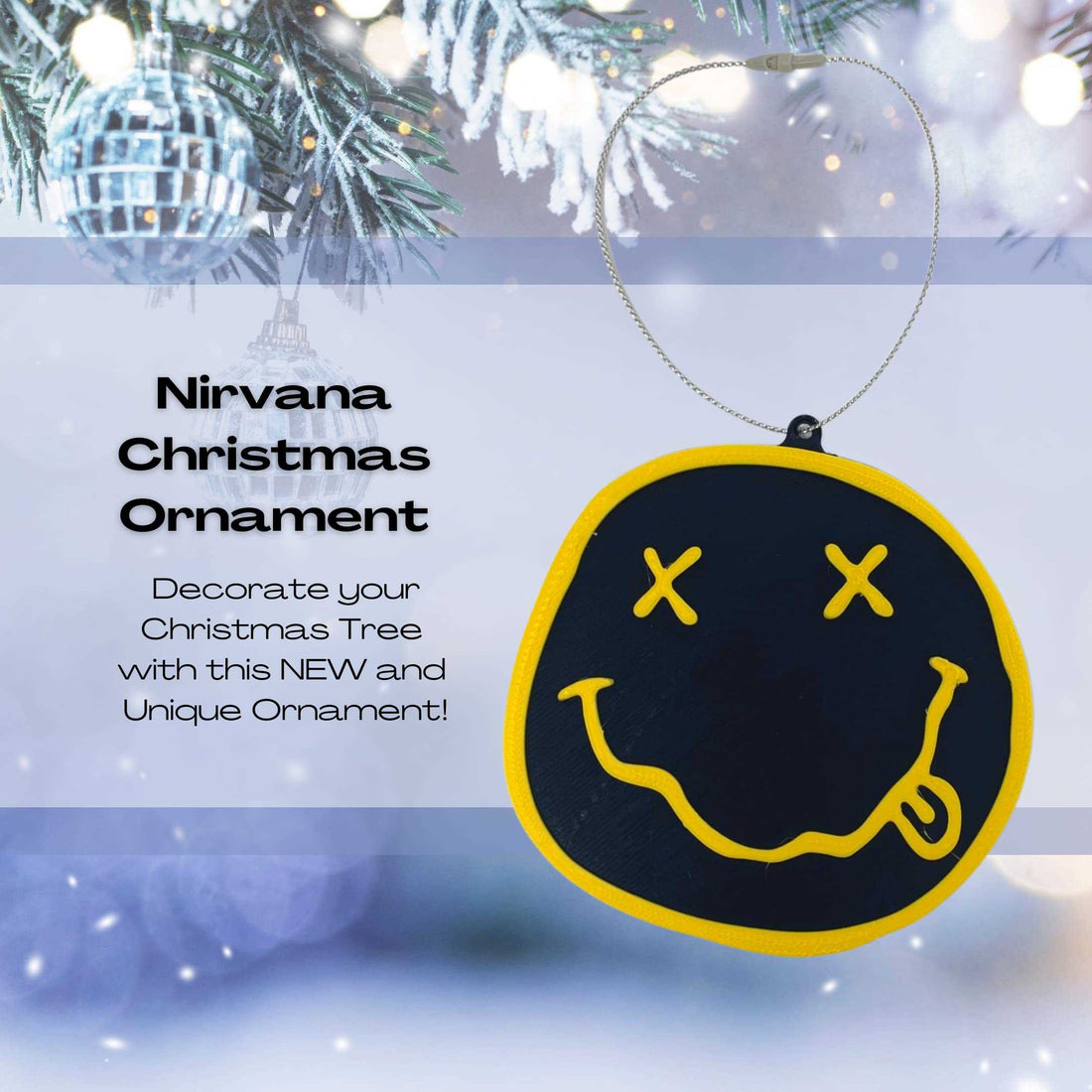 Nirvana Christmas Ornament - Perfect for Fans of the Band - Decorative Holiday Ornament - Made in The USA