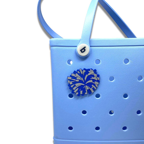 BOGLETS - Cheerleading Charm Compatible with Bogg Bags - Decorative Charm for Bogg Bags & Other Tote Bags (Blue Pom Pom)