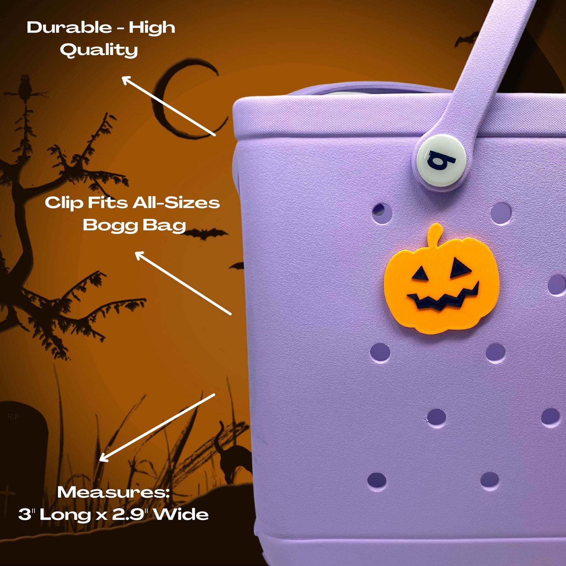 BOGLETS - Halloween Tote Bag Charms Compatible with Bogg Bags Jack O' Lantern