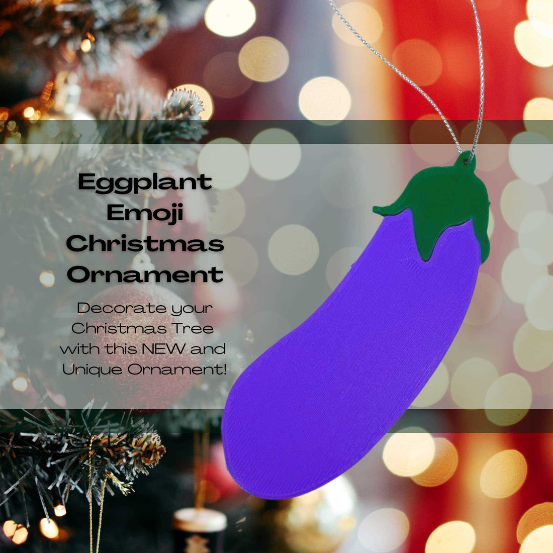 Eggplant Emoji Christmas Ornament - Perfect Holiday Decoration or Gag Gift - Decorate Your Christmas Tree with The Iconic Eggplant Emoji!