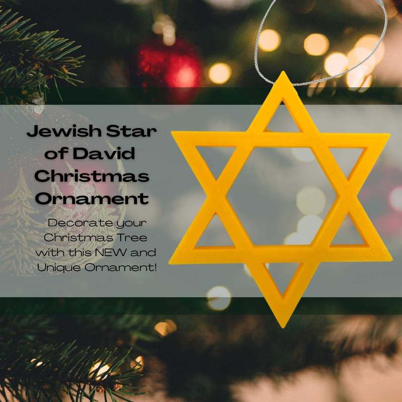 Jewish Star of David Christmas Ornament - Perfect Holiday Decoration or Gift - Decorate Your Christmas Tree! - Made in The US!