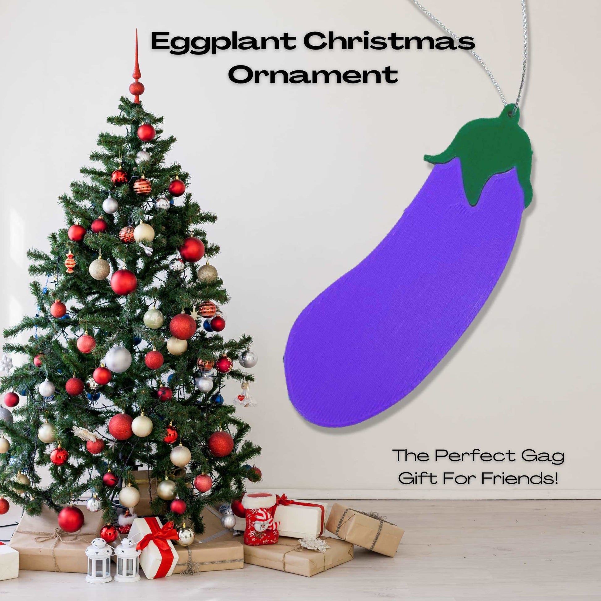 Eggplant Emoji Christmas Ornament - Perfect Holiday Decoration or Gag Gift - Decorate Your Christmas Tree with The Iconic Eggplant Emoji!