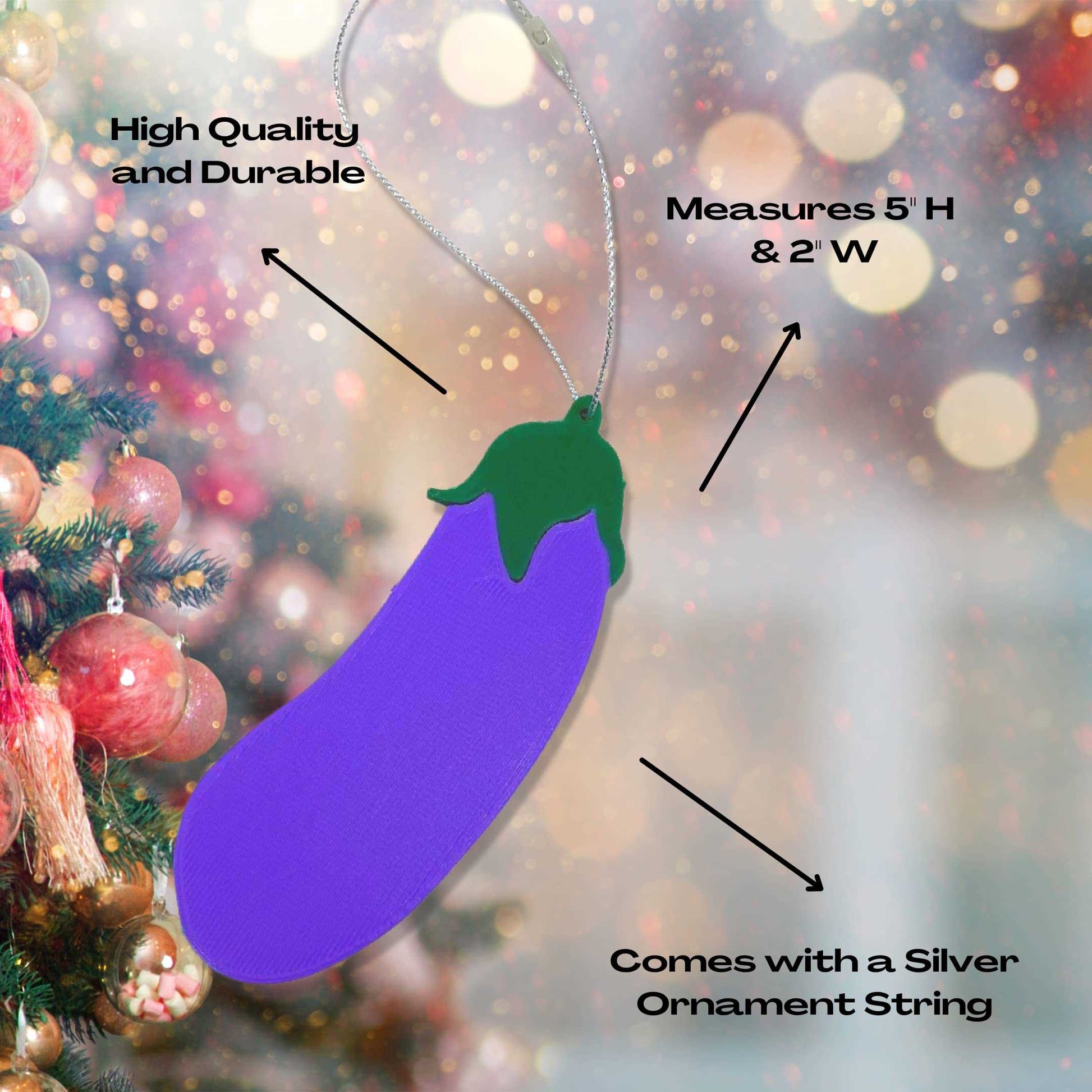Eggplant Emoji Christmas Ornament - Perfect Holiday Decoration or Gag Gift - Decorate Your Christmas Tree with The Iconic Eggplant Emoji!