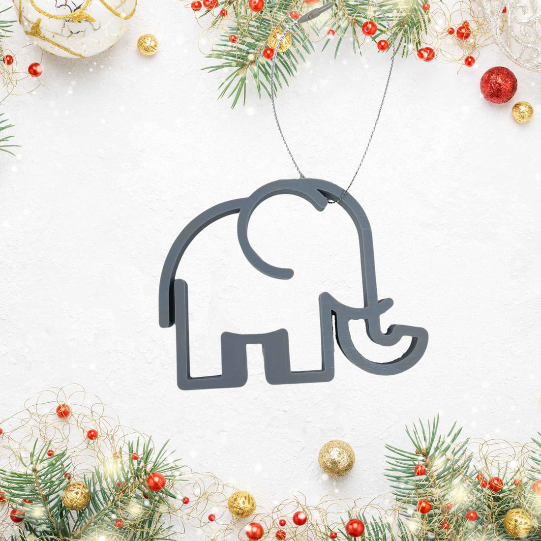 Elephant Christmas Ornament - Decorative Christmas Ornament - Decorative Holiday Ornament - Made in The USA