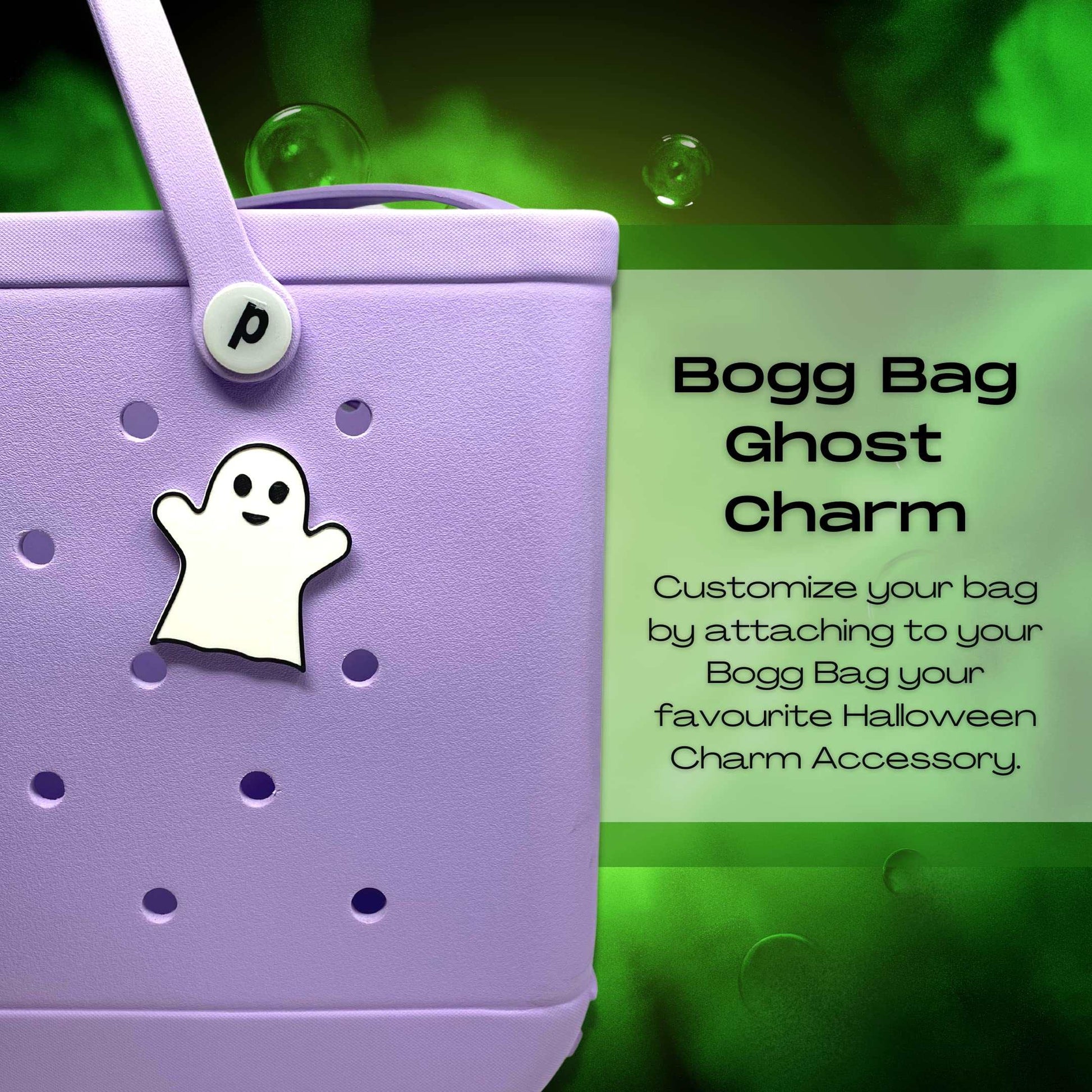 BOGLETS - Halloween Ghost Charm Compatible with Bogg Bags and Other Similar Tote Bags