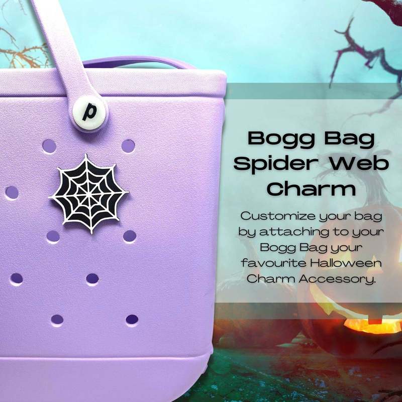 BOGLETS - Halloween Spider Web Charm Compatible with Bogg Bags, Simply Southern and Other Similar Tote Bags.