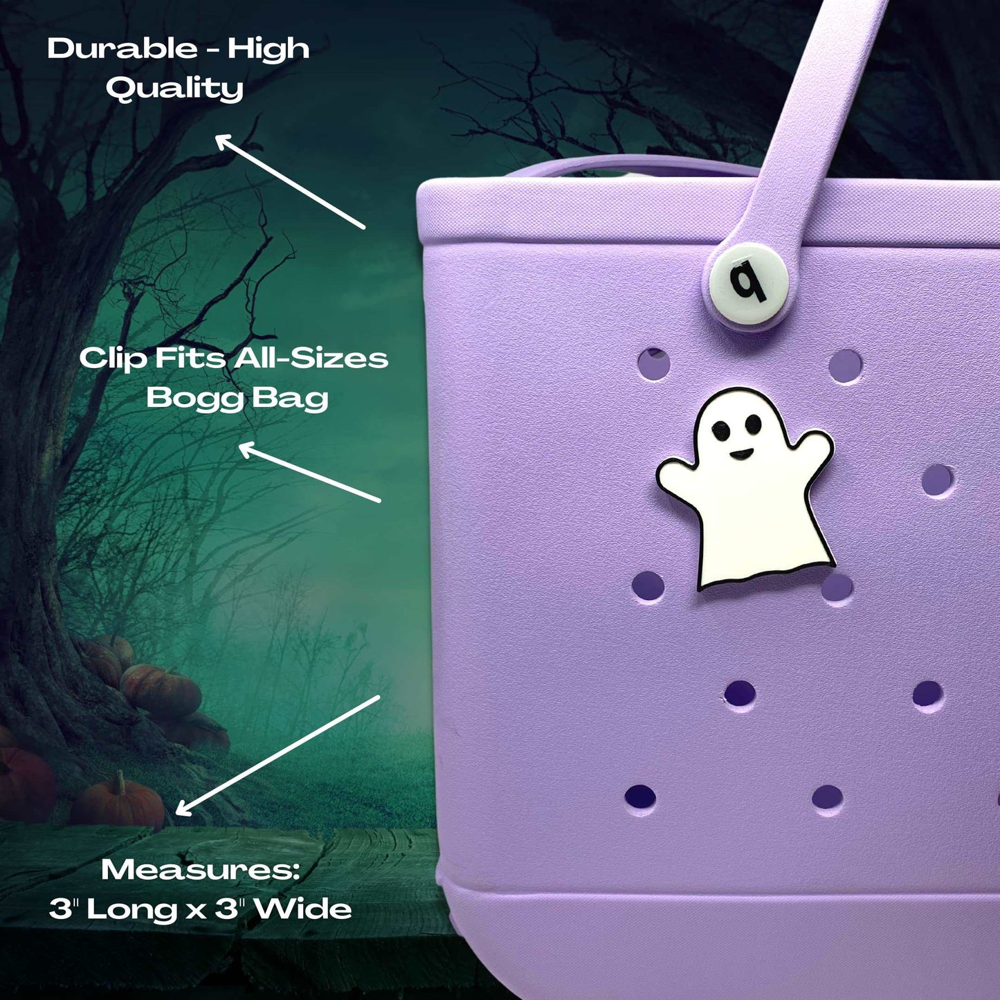 BOGLETS - Halloween Ghost Charm Compatible with Bogg Bags and Other Similar Tote Bags