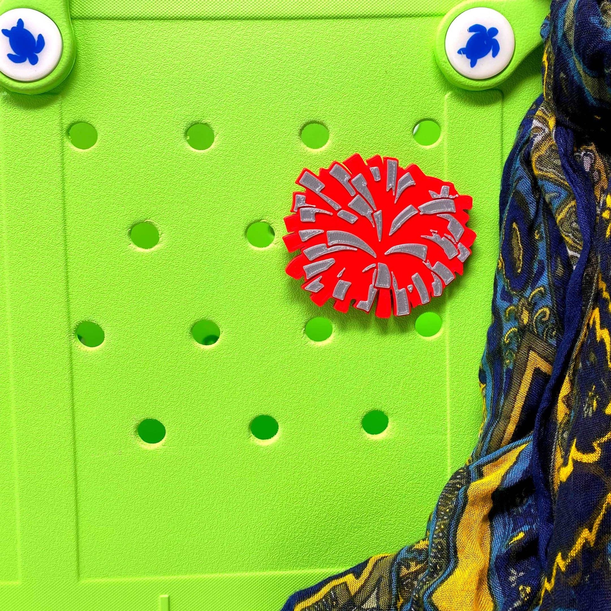 BOGLETS - Cheerleading Charm Compatible with Bogg Bags - Decorative Charm for Bogg Bags & Other Tote Bags Red Pom Pom