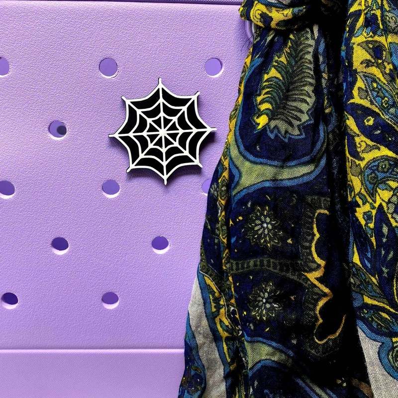 BOGLETS - Halloween Spider Web Charm Compatible with Bogg Bags, Simply Southern and Other Similar Tote Bags.