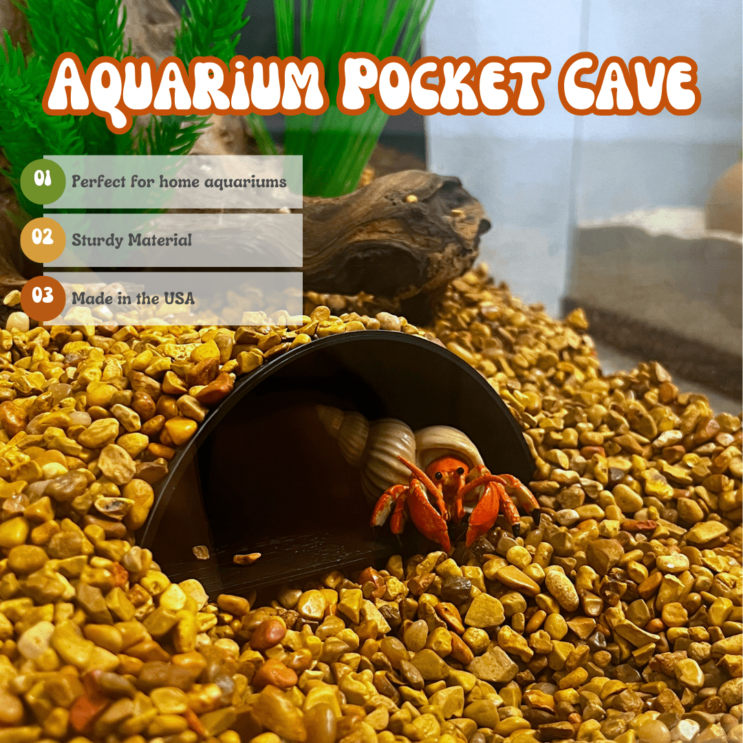 Aquarium or Terrarium Pocket Cave | Minimalist Shelter Cave for Fish, Shrimp, Reptiles, Amphibians, & More!