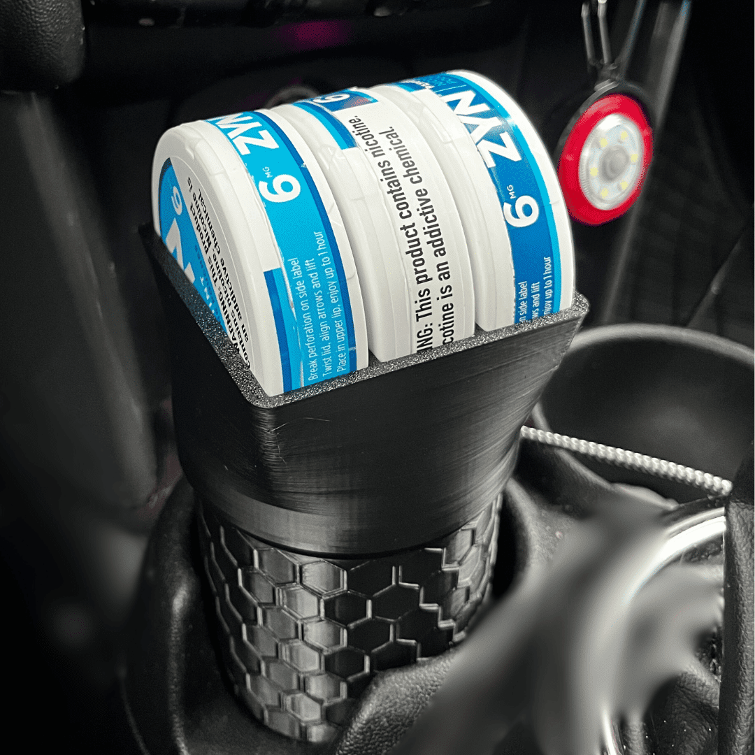 Car Can Cup Holder Compatible with Zyn Pouch Cans | Screw Top Version Holds Up to 6 Cans | Tin Can Storage Cupholder | Made in USA