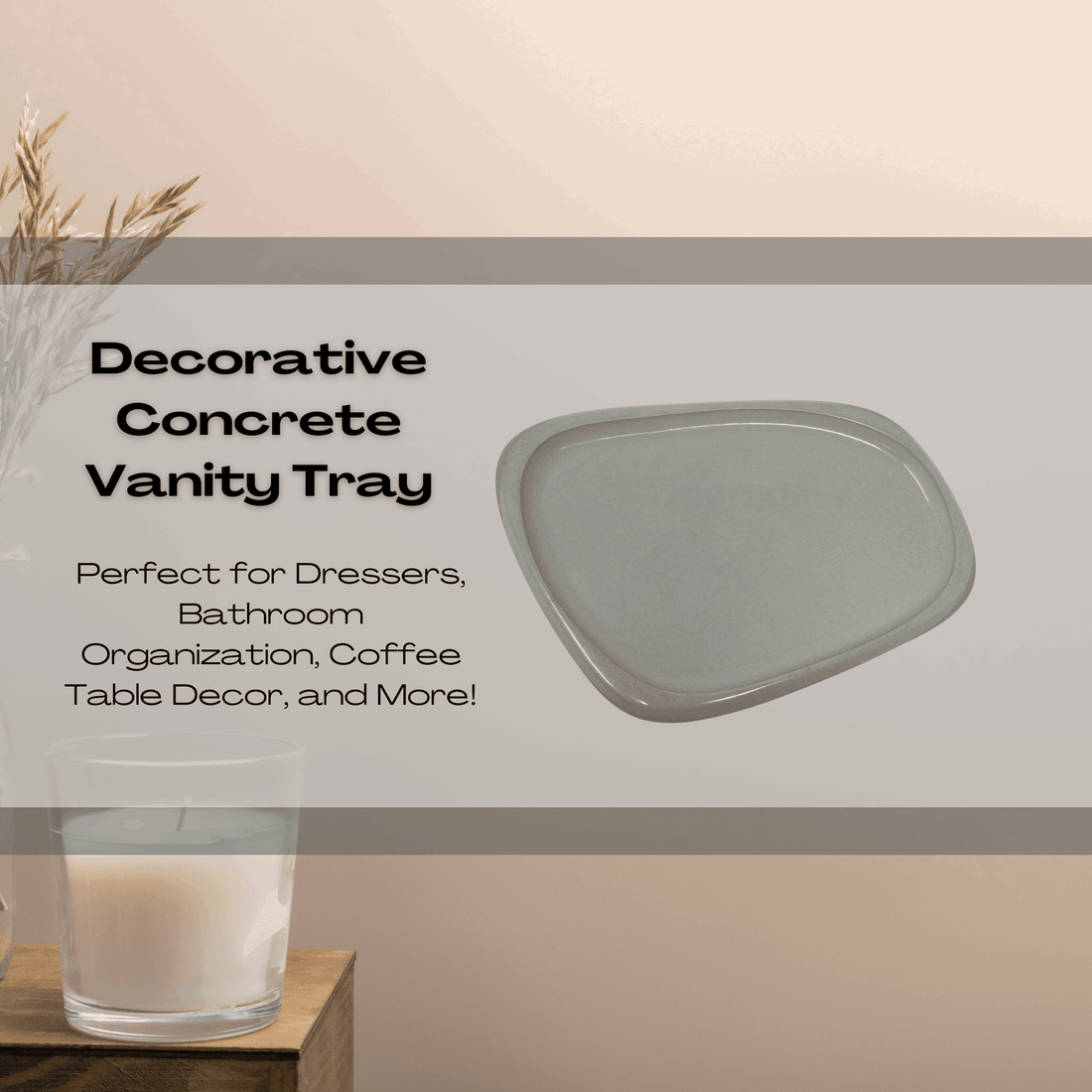 Jesmonite Vanity Tray Decor - Abstract Home Decor Tray - Stylishly Organize Coffee Table, Bathroom, Kitchen, Dresser - Holds Keys, Wallet, Bathroom Accessories, Makeup & More!