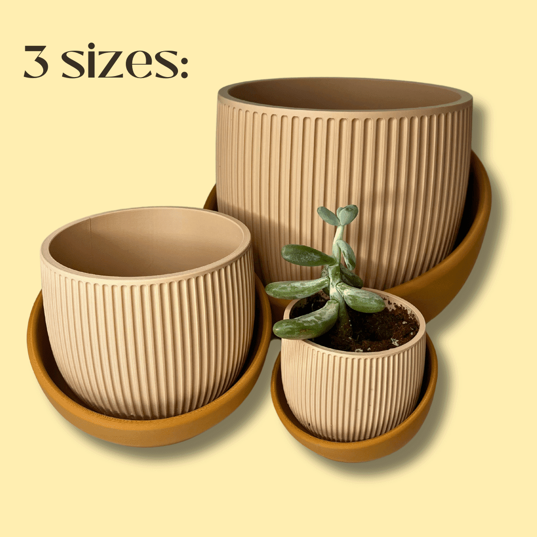 The Eero Planter | Stylish 2-Piece Drip Tray Planter Design for Indoor Potting | 3 Sizes Available | Made in USA