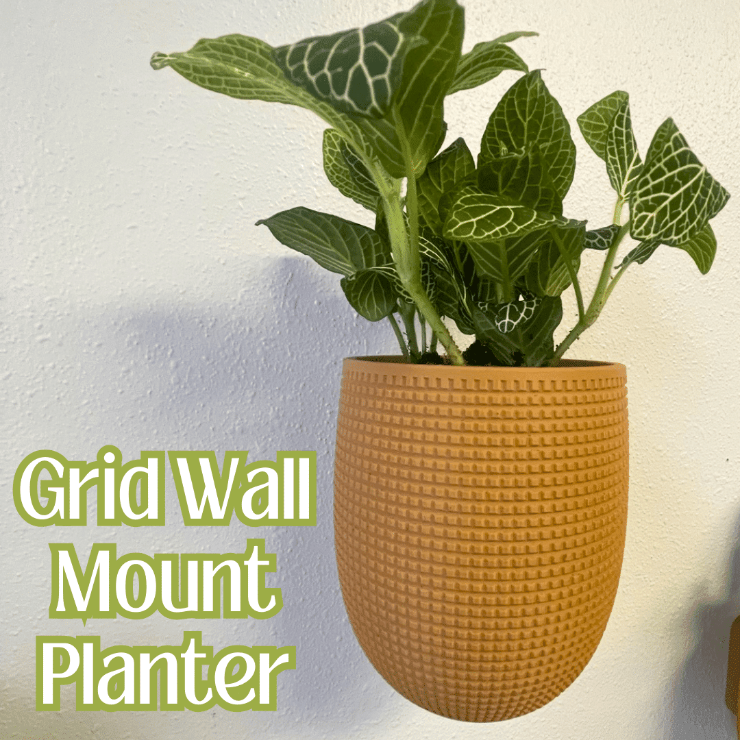 Grid Design Wall Planter with Drip Tray - 5" x 5.5" Planter with Wall Mount | Multiple Color Options!