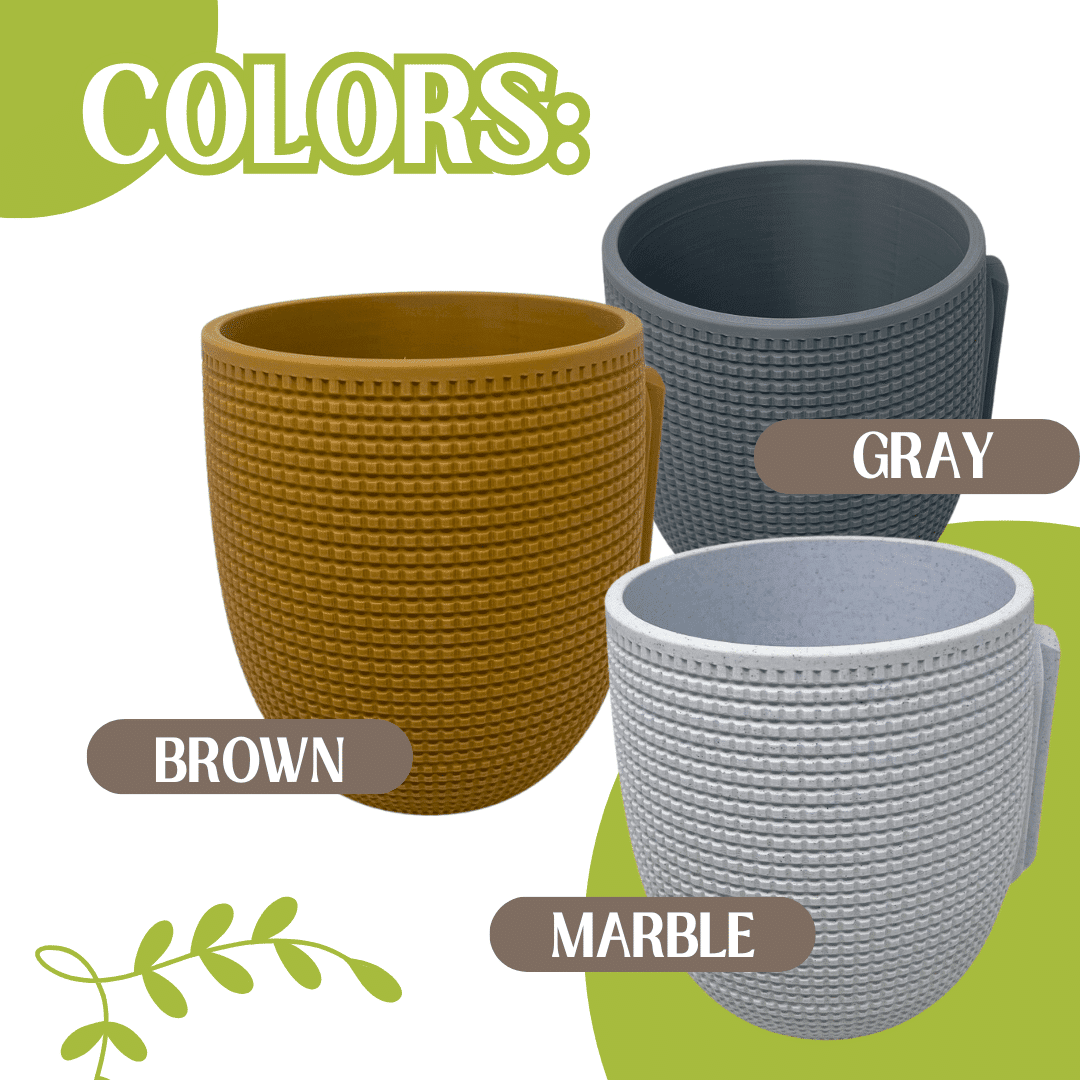 Grid Design Wall Planter with Drip Tray - 5" x 5.5" Planter with Wall Mount | Multiple Color Options!