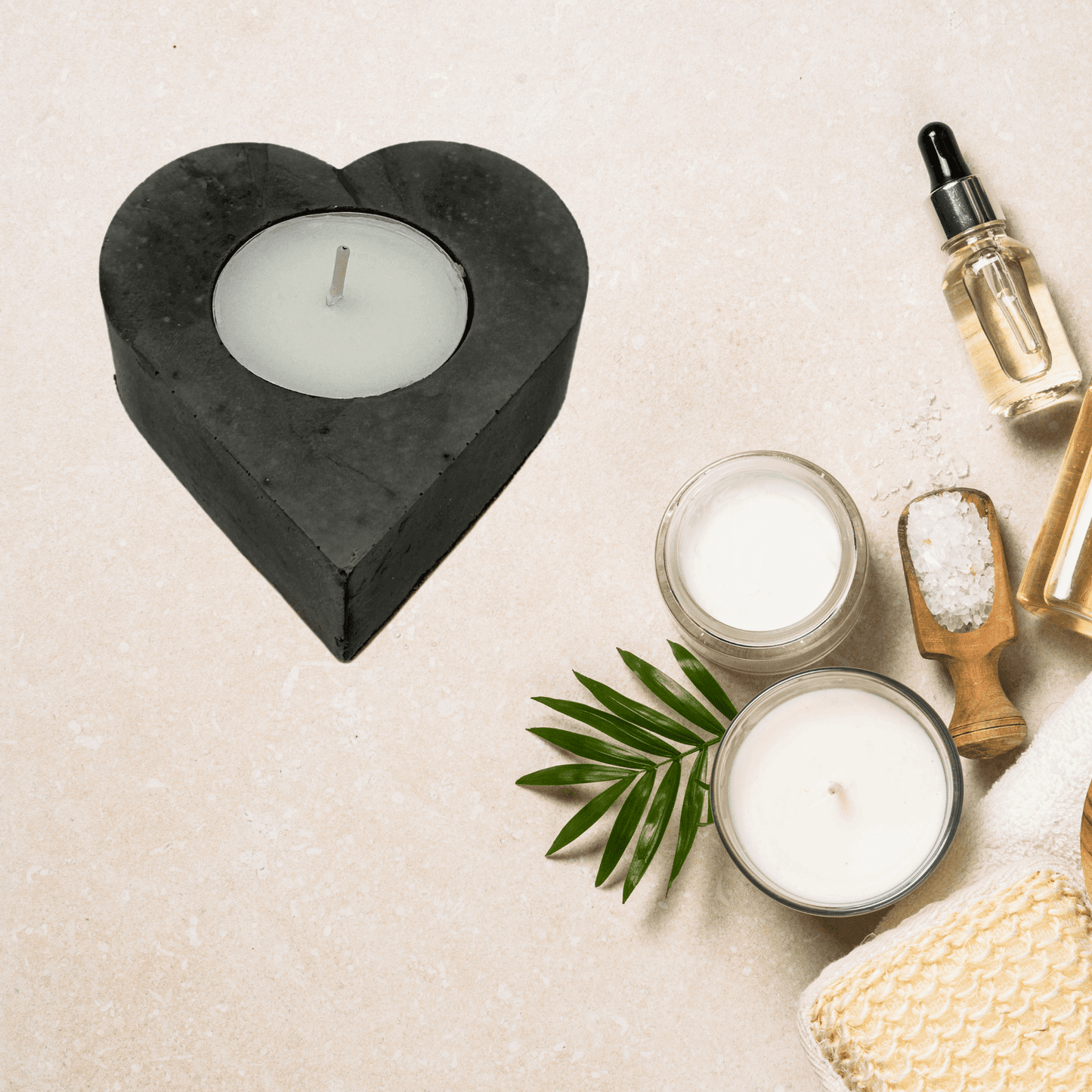 Concrete Heart Tealight Candle Holder | Valentines or Anniversary Decoration | Tealight Candle Included