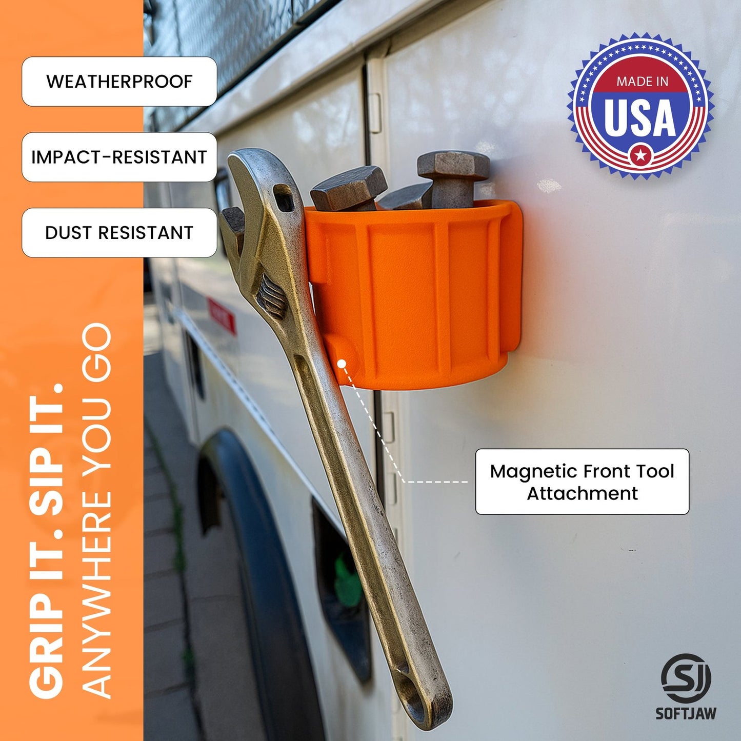 SoftJaw Ultimate Tool Holder & Cup Holder with Magnetic Front Tool Attachment Holder